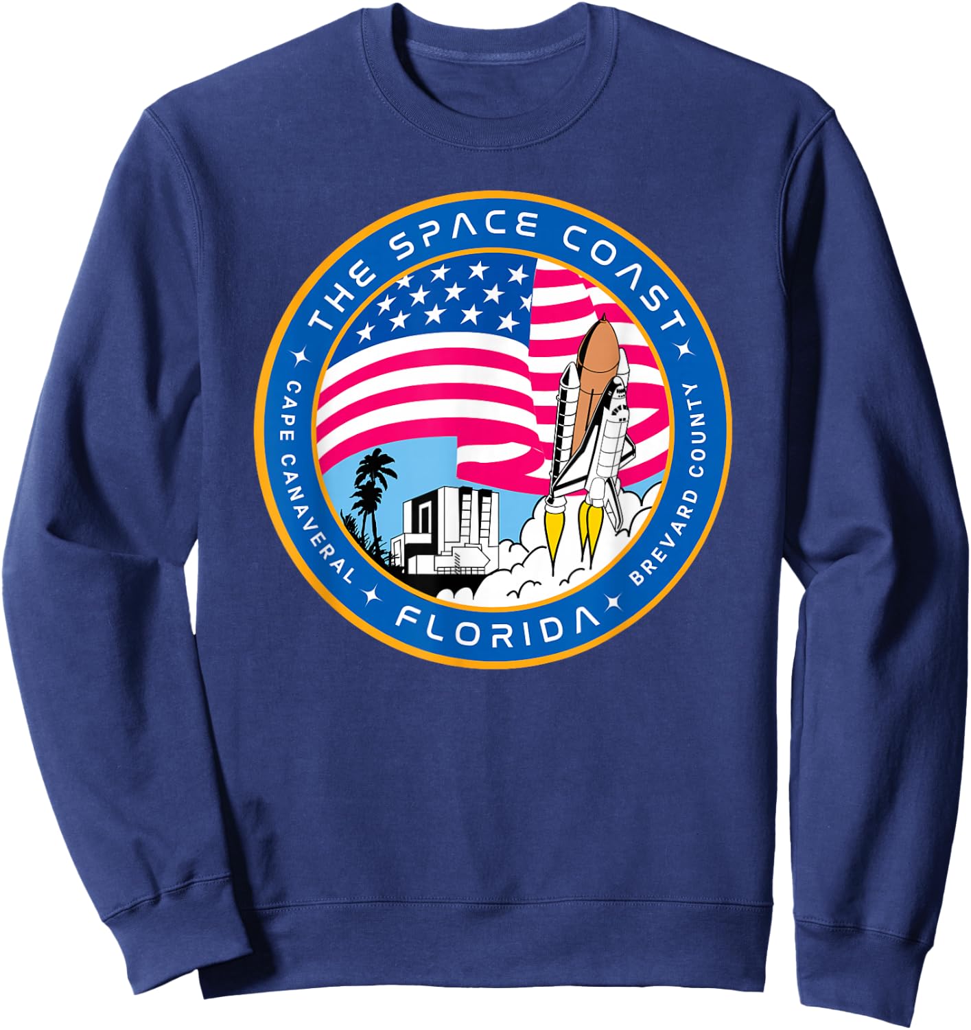 Space Coast Cape Canaveral Florida Space Shuttle Emblem Sweatshirt - Sweatshirt | Navy