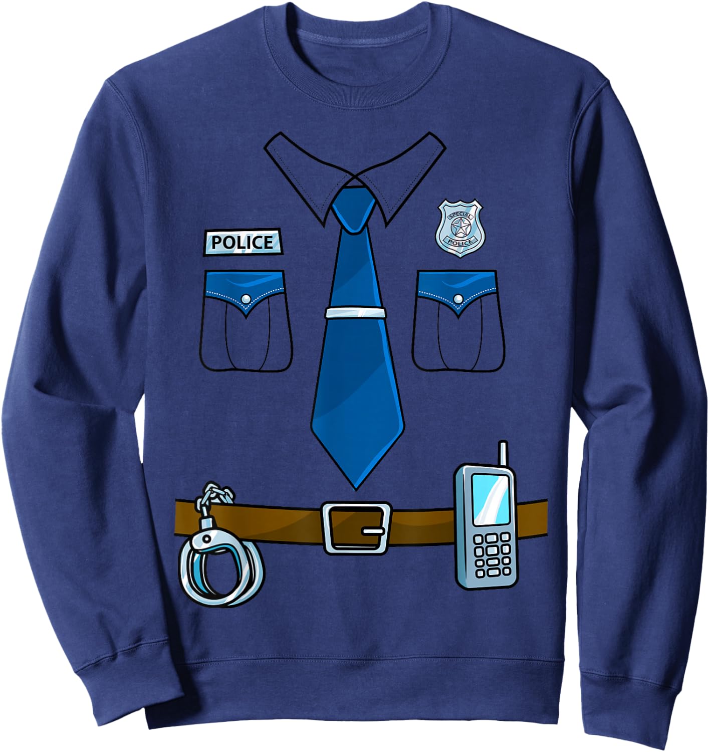 Police Costume Cop Uniform Officer Halloween Women Men Boys Small Sweatshirt - Sweatshirt | Navy