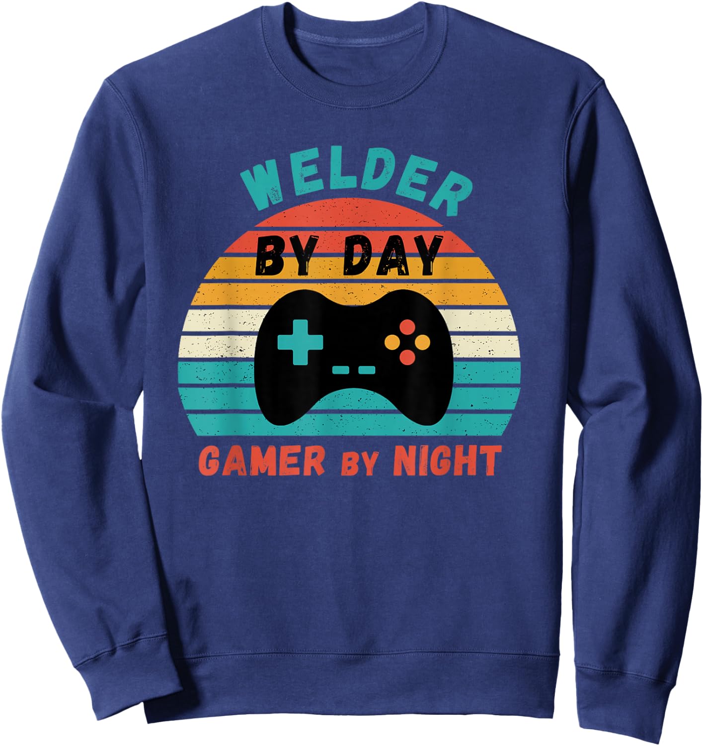 Welder Birthday Gifts -Youth Retro Gamer Black Small Sweatshirt - Sweatshirt | Navy