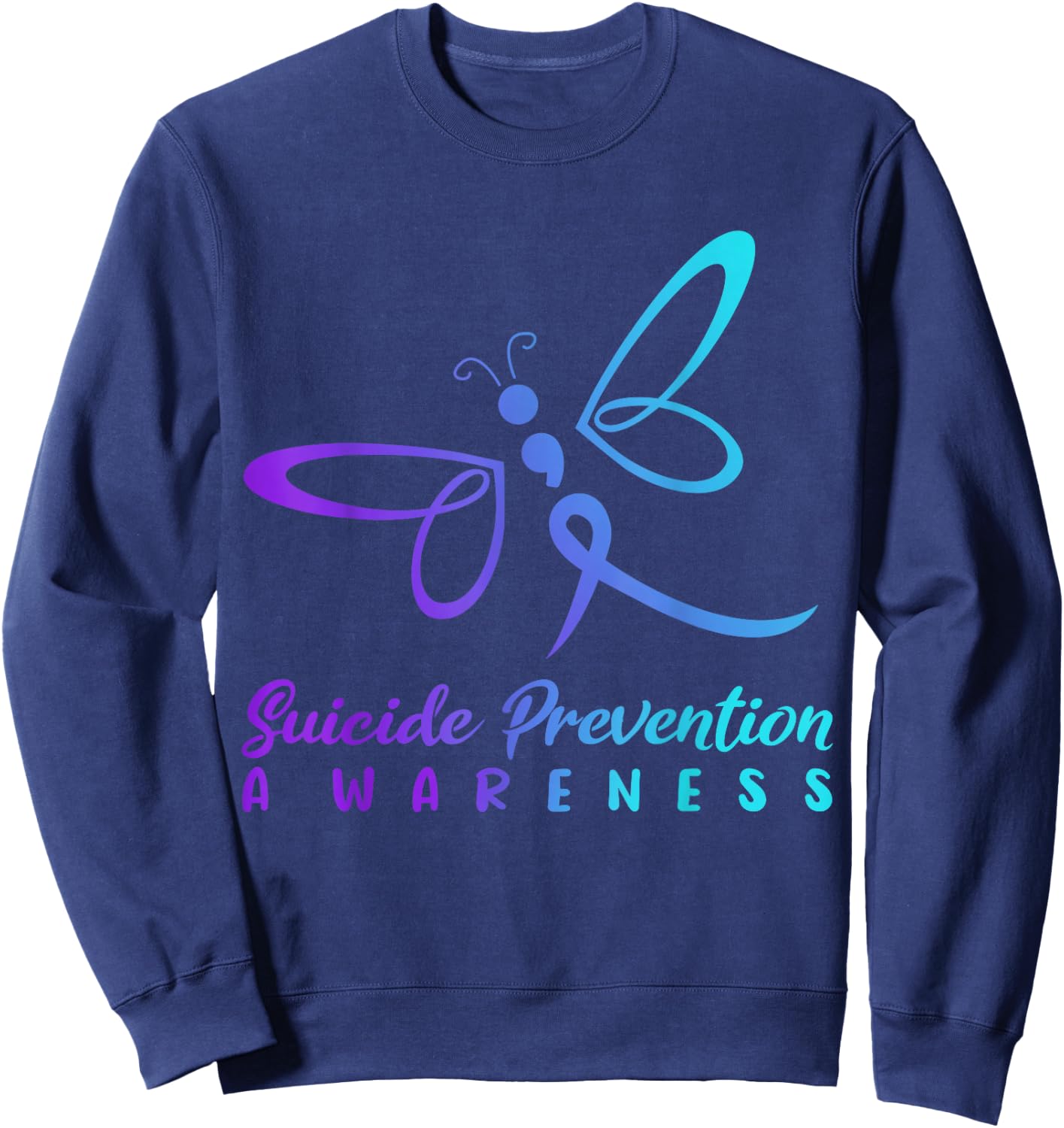 Dragonfly Suicide Prevention Awareness Pink And Teal Ribbon Sweatshirt - Sweatshirt | Navy