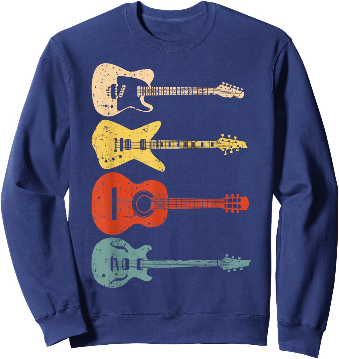 Cool Guitar Players Art Men Women Vintage Acoustic Guitarist Sweatshirt - Sweatshirt | Navy