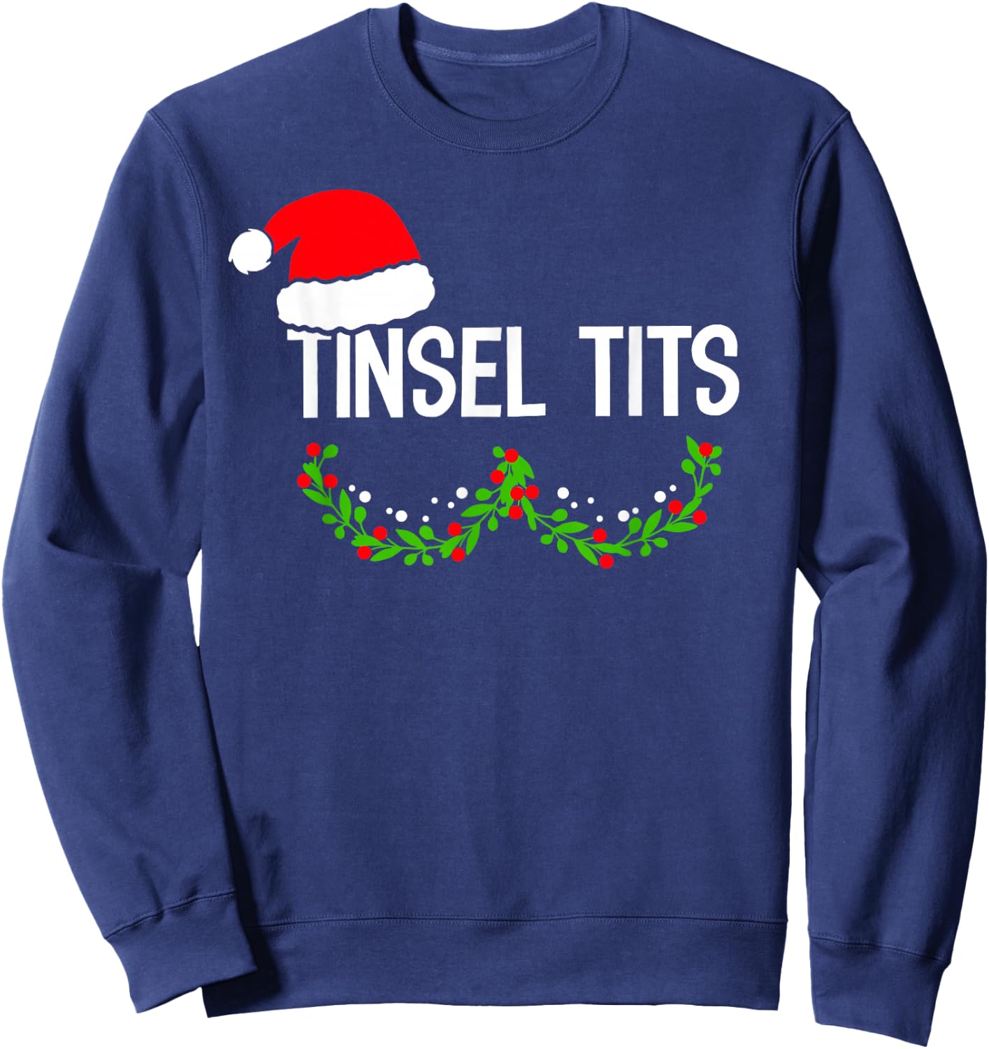 Funny Tinsel-Tits Matching Jingle-Balls Christmas Couples Sweatshirt - Sweatshirt | Navy