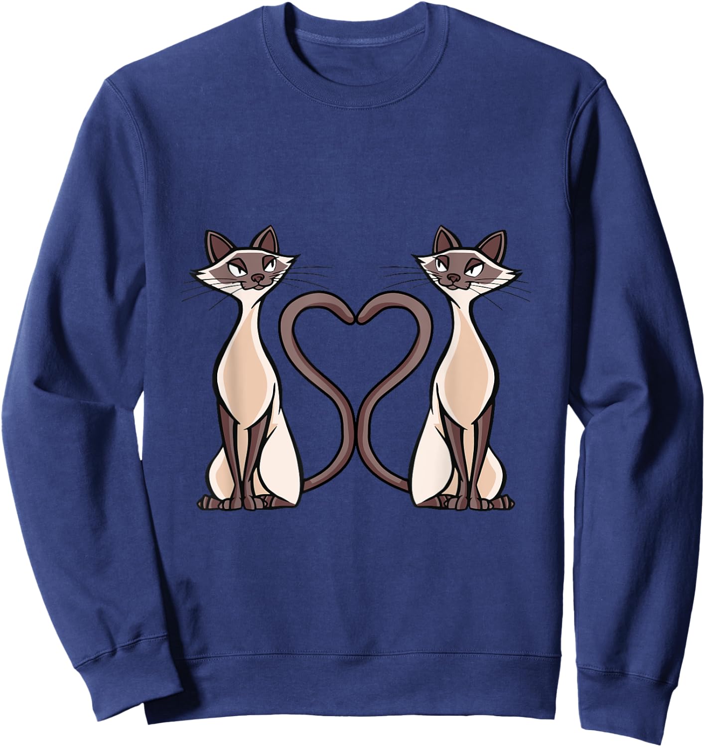 Siam Cat Heart Design Cat Lovers Sweatshirt - Sweatshirt | Navy