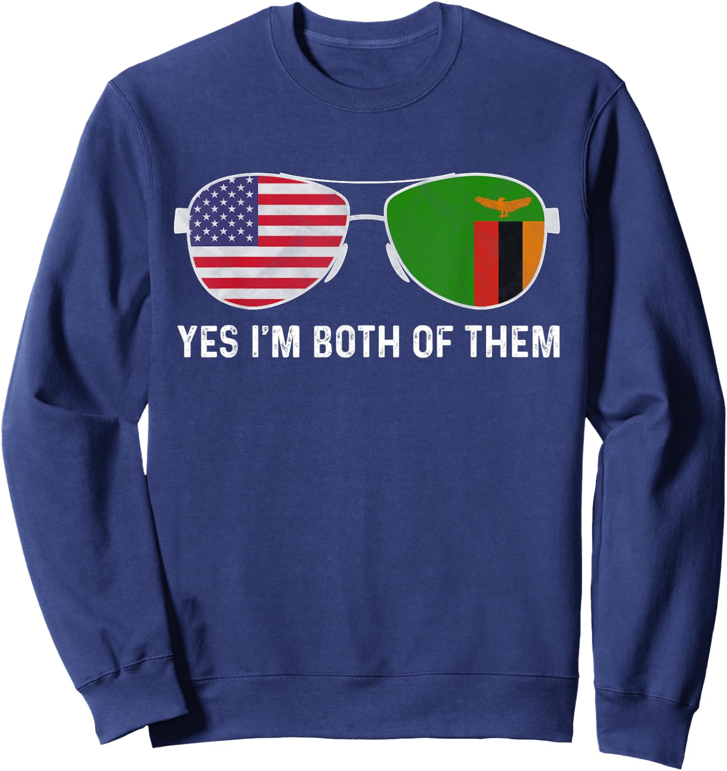 Sunglass Design Zambian American Flag Patriotic Heritage Kids Men Sweatshirt - Sweatshirt | Navy