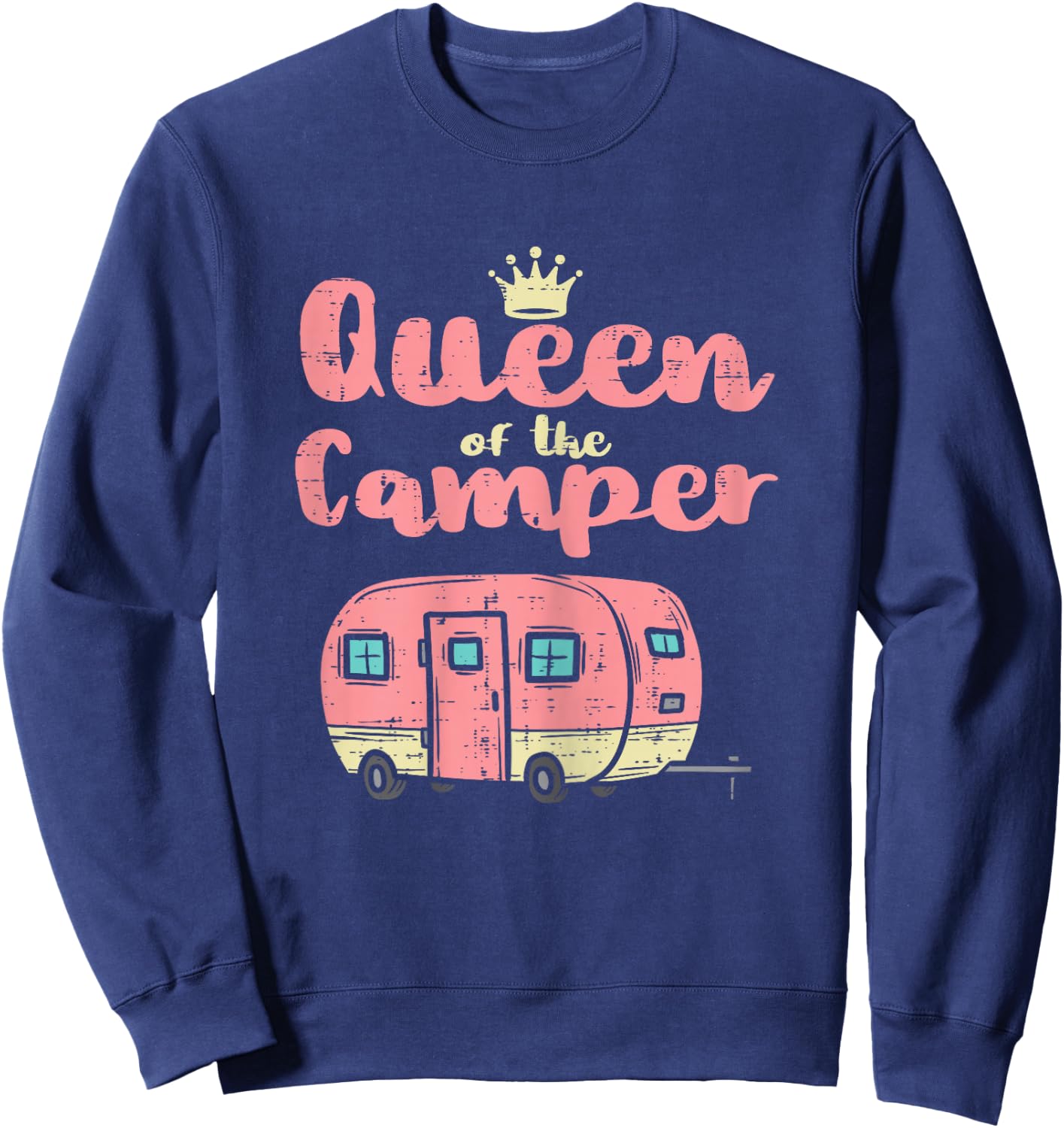 Queen Of The Camper Cute Camping Van Camp Trailer RV Women Sweatshirt - Sweatshirt | Navy