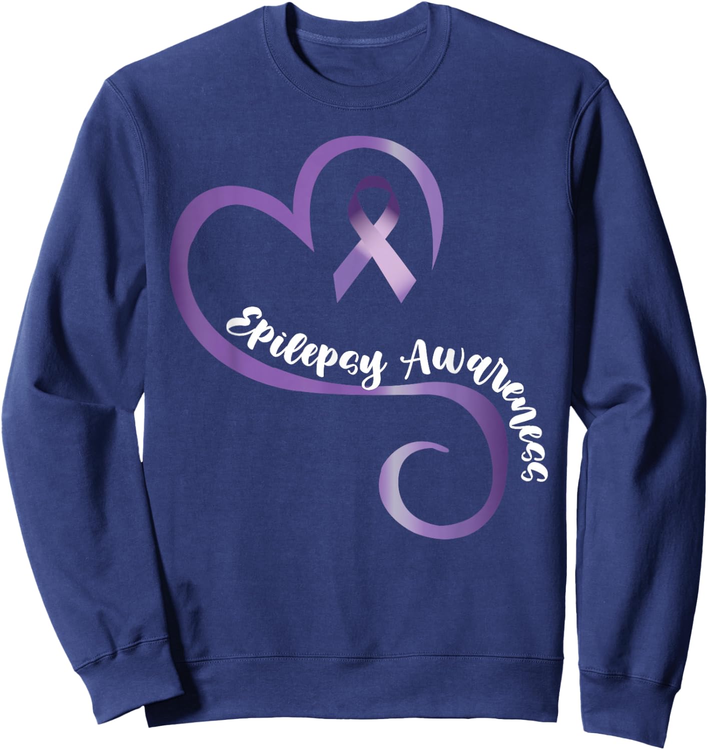 Epilepsy Awareness Heart Ribbon Sweatshirt - Sweatshirt | Navy