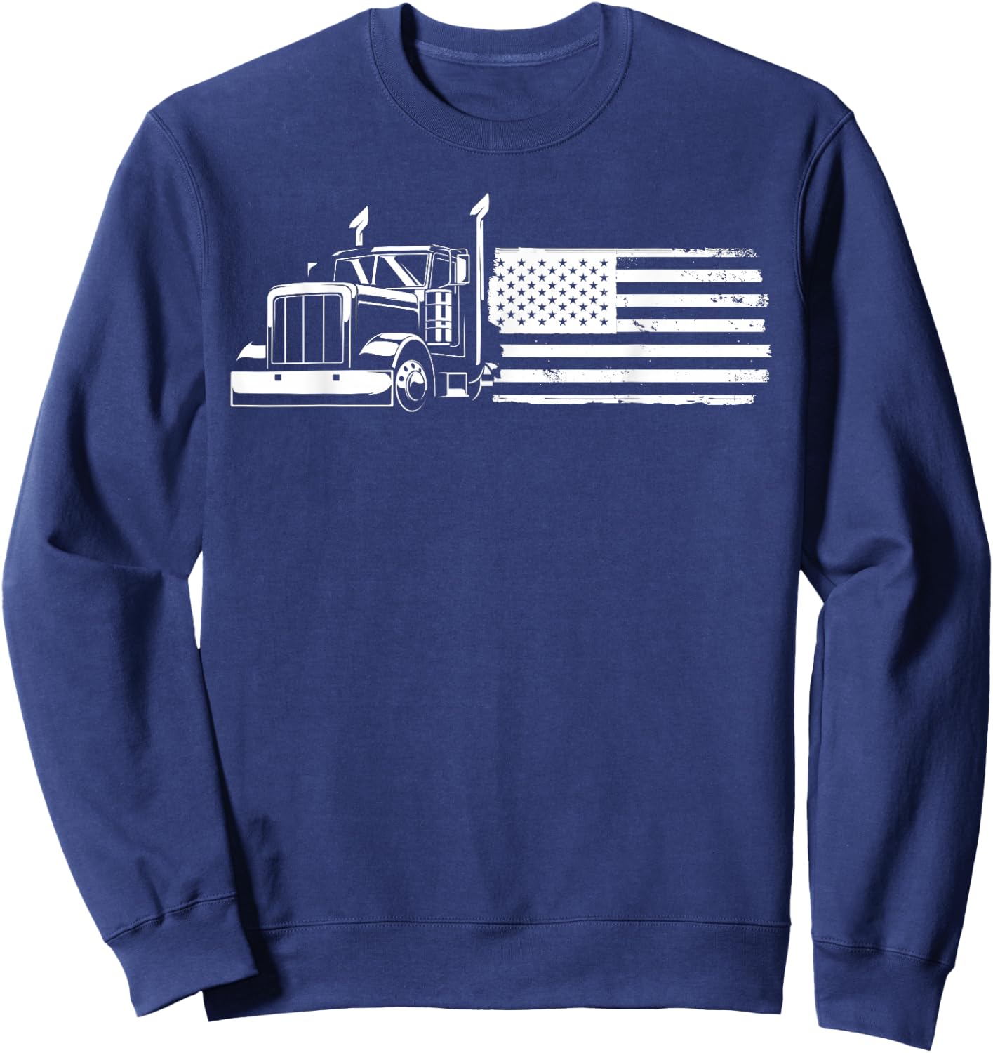 American flag truck driver Gift vintage 18 wheeler Sweatshirt - Sweatshirt | Navy