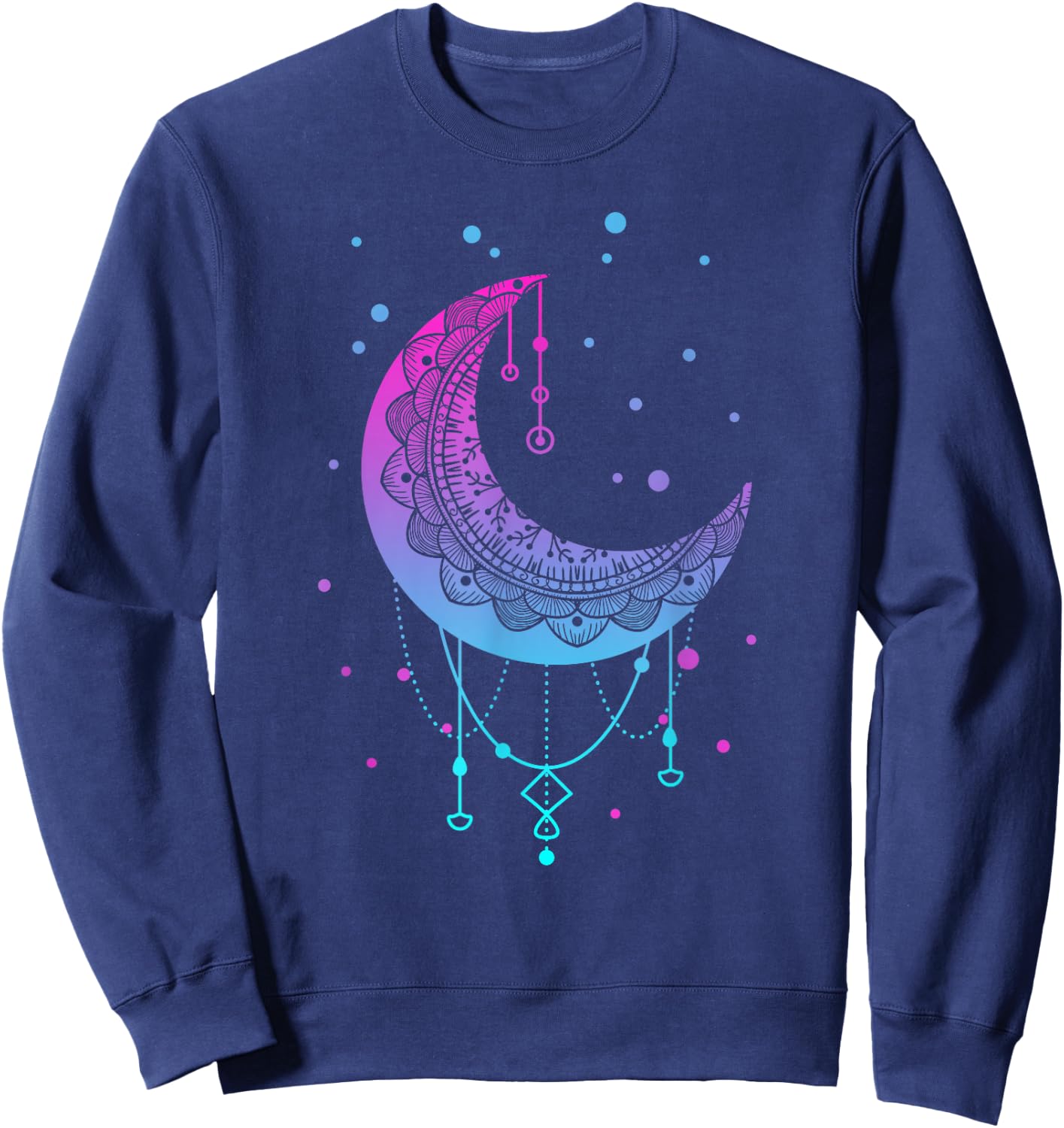 Kawaii Colorful Pastel Goth Moon Sweatshirt - Sweatshirt | Navy