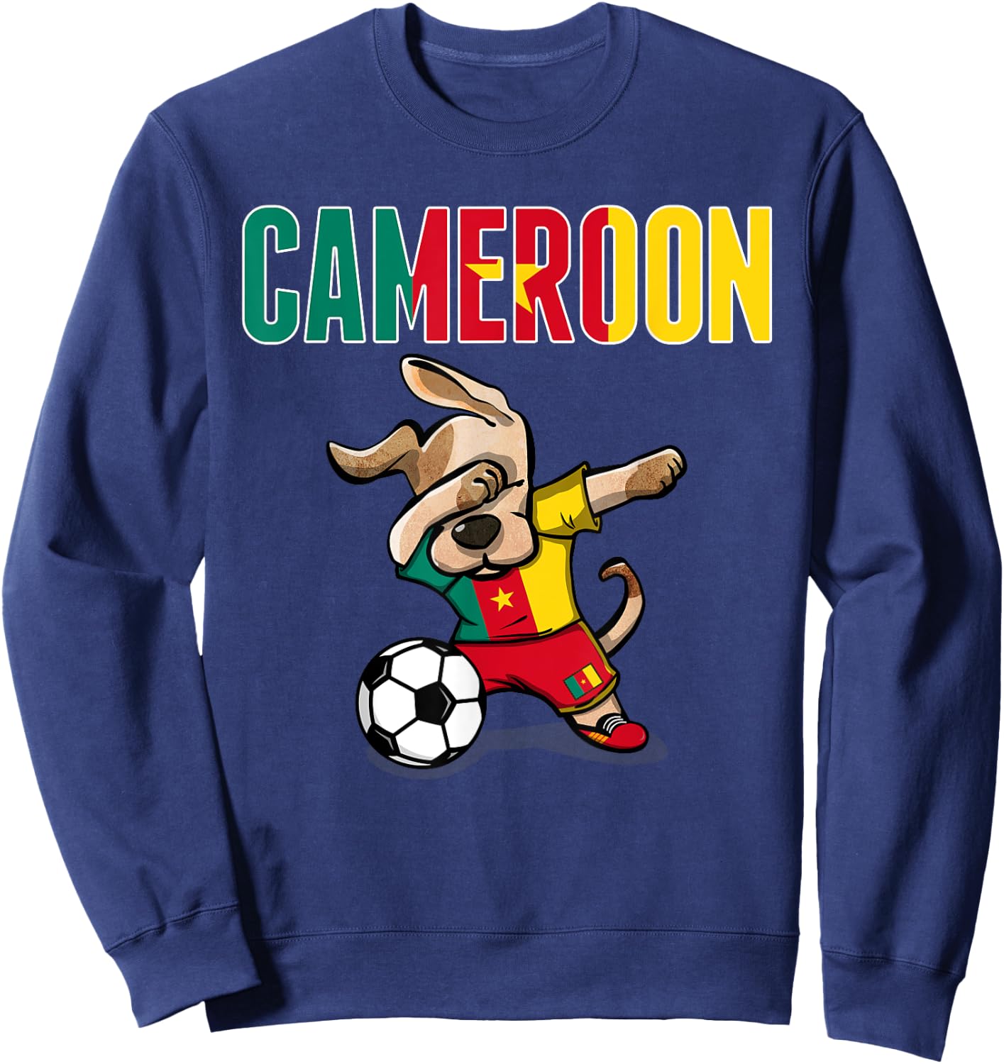 Dabbing Dog Cameroon Soccer Fans Jersey Cameroonian Football Sweatshirt - Sweatshirt | Navy