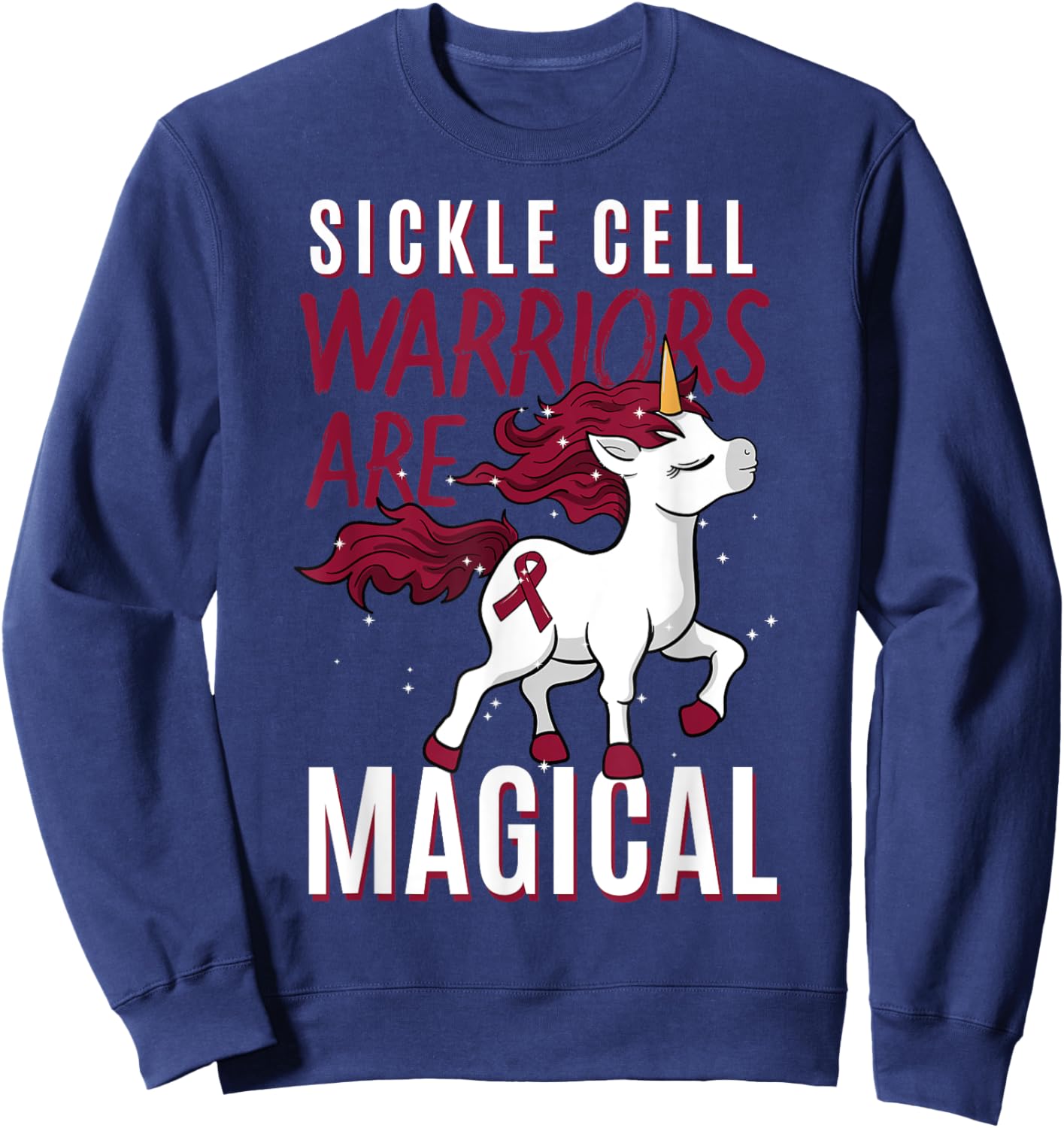 Sickle Cell Disease SCD Warrior Blood Disorder Unicorn Lover Sweatshirt - Sweatshirt | Navy