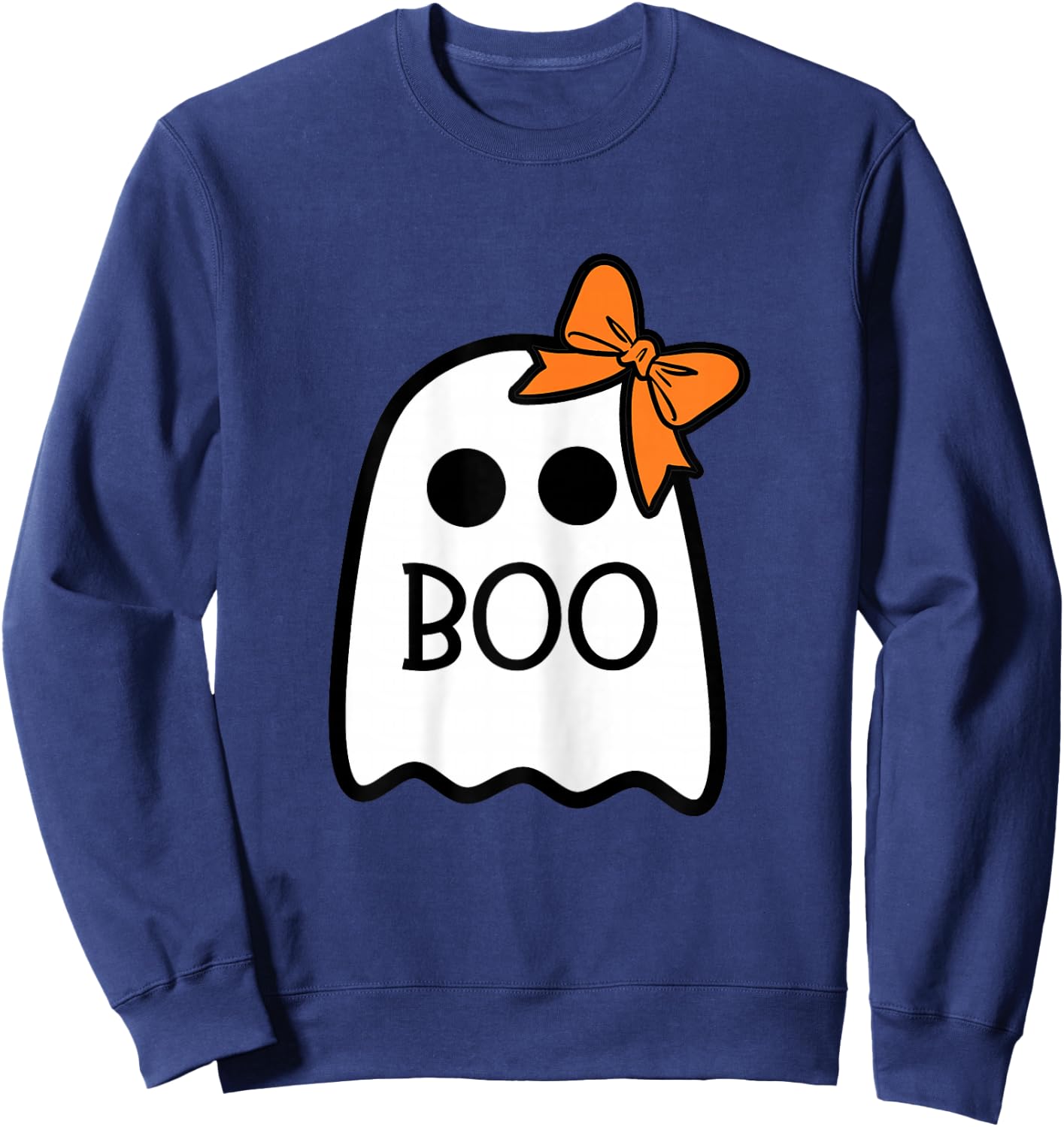 Girls Halloween Ghost with Bow Boo Costume Sweatshirt - Sweatshirt | Navy