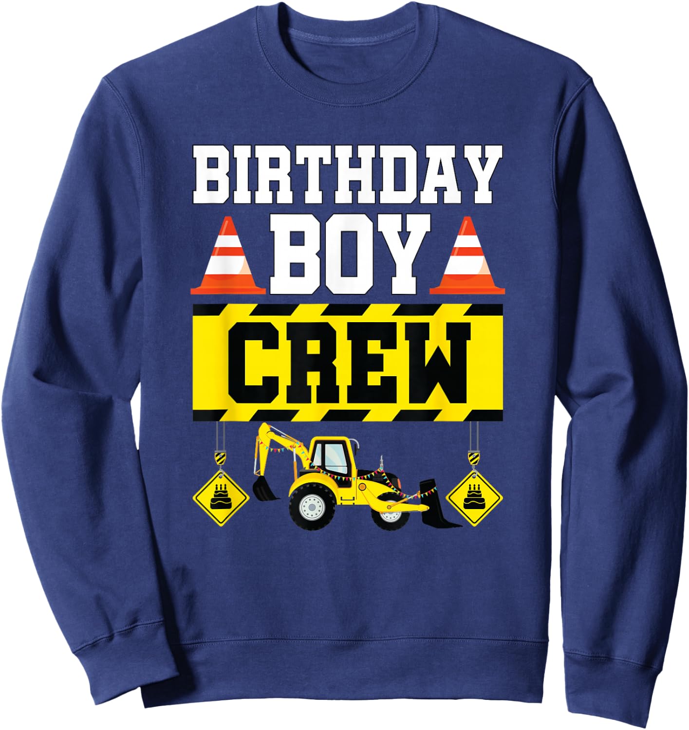 Birthday Boy Crew Shirt For Boys Kids Construction Crew Sweatshirt - Sweatshirt | Navy