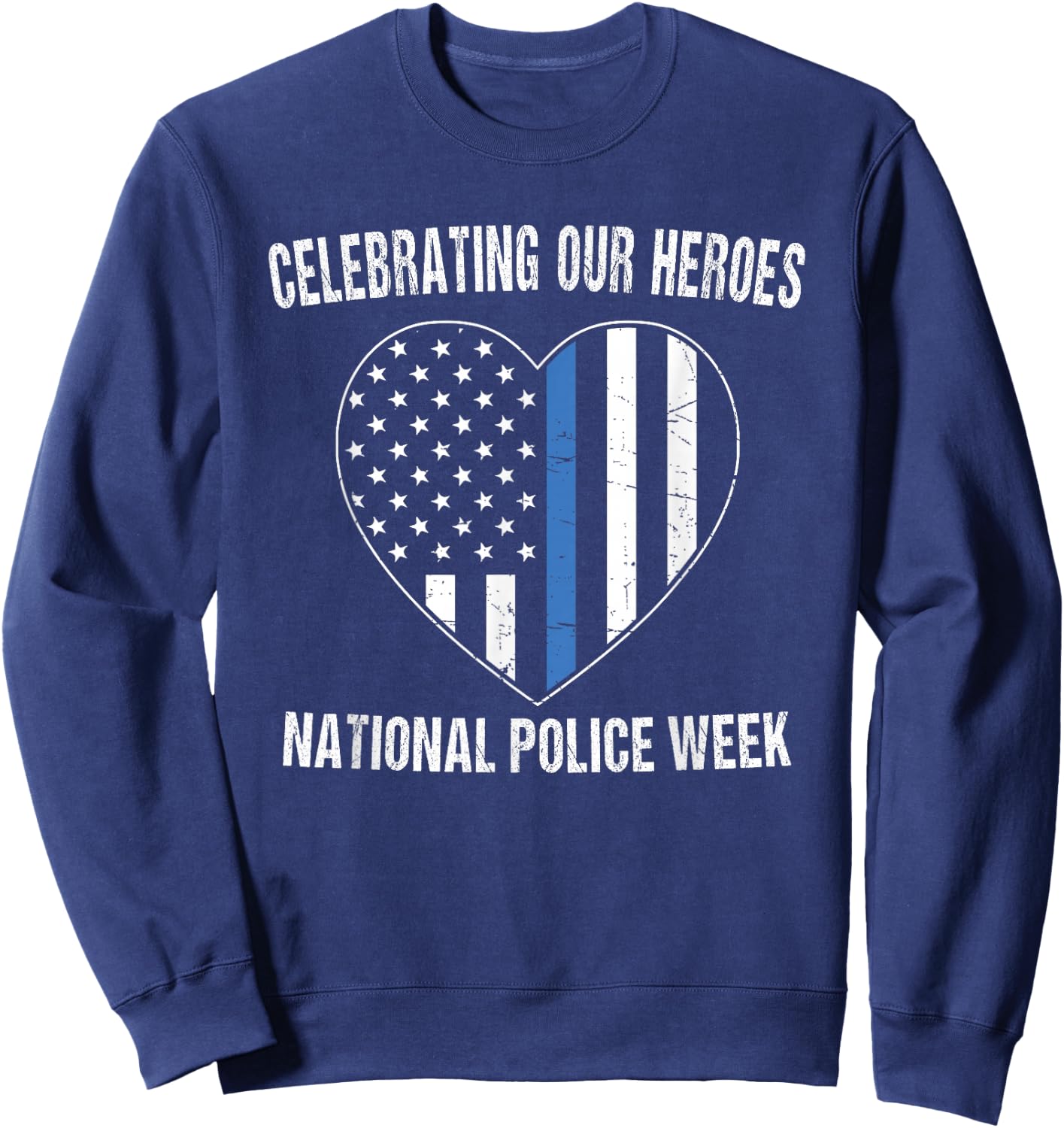 National Police Week Shirt Vintage Blue Line American Flag Sweatshirt - Sweatshirt | Navy