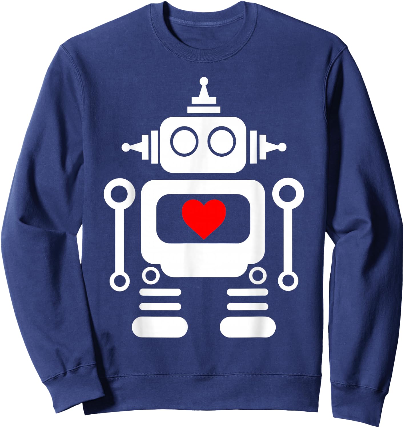 Cute Robot with Red Heart for kids and Adults Sweatshirt - Sweatshirt | Navy