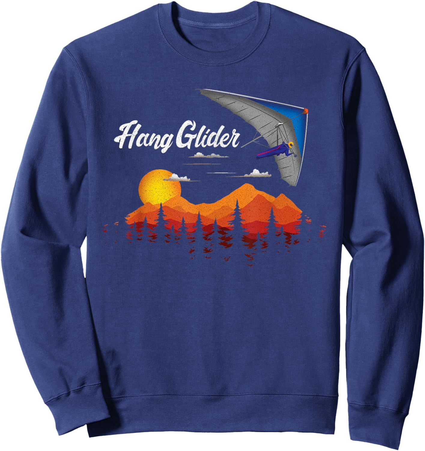 Distressed Hang Glider Flying Hang Glider Gift Shirt Sweatshirt - Sweatshirt | Navy