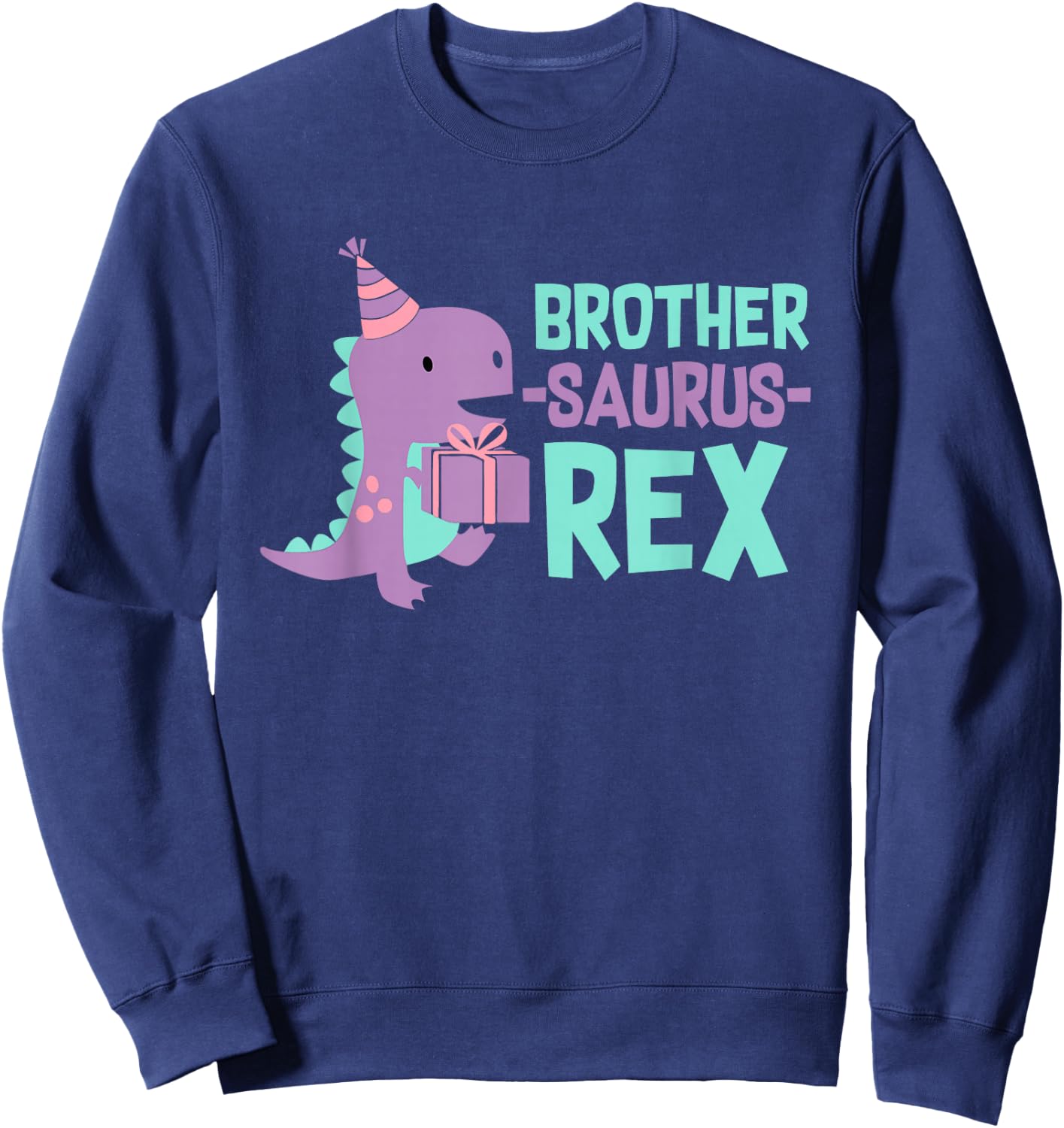 Brother Dinosaur Family Matching Dino Birthday Girls Party Sweatshirt - Sweatshirt | Navy