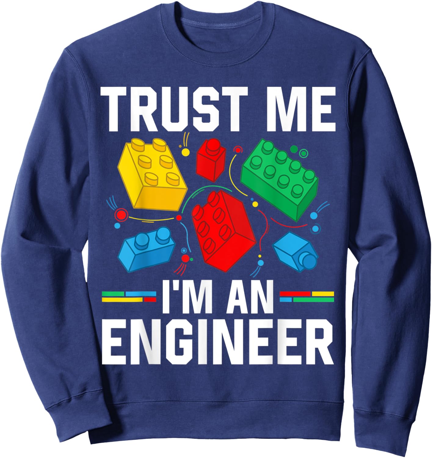 Engineer Children Kids Toy Big Building Blocks Brick Builder Sweatshirt - Sweatshirt | Navy