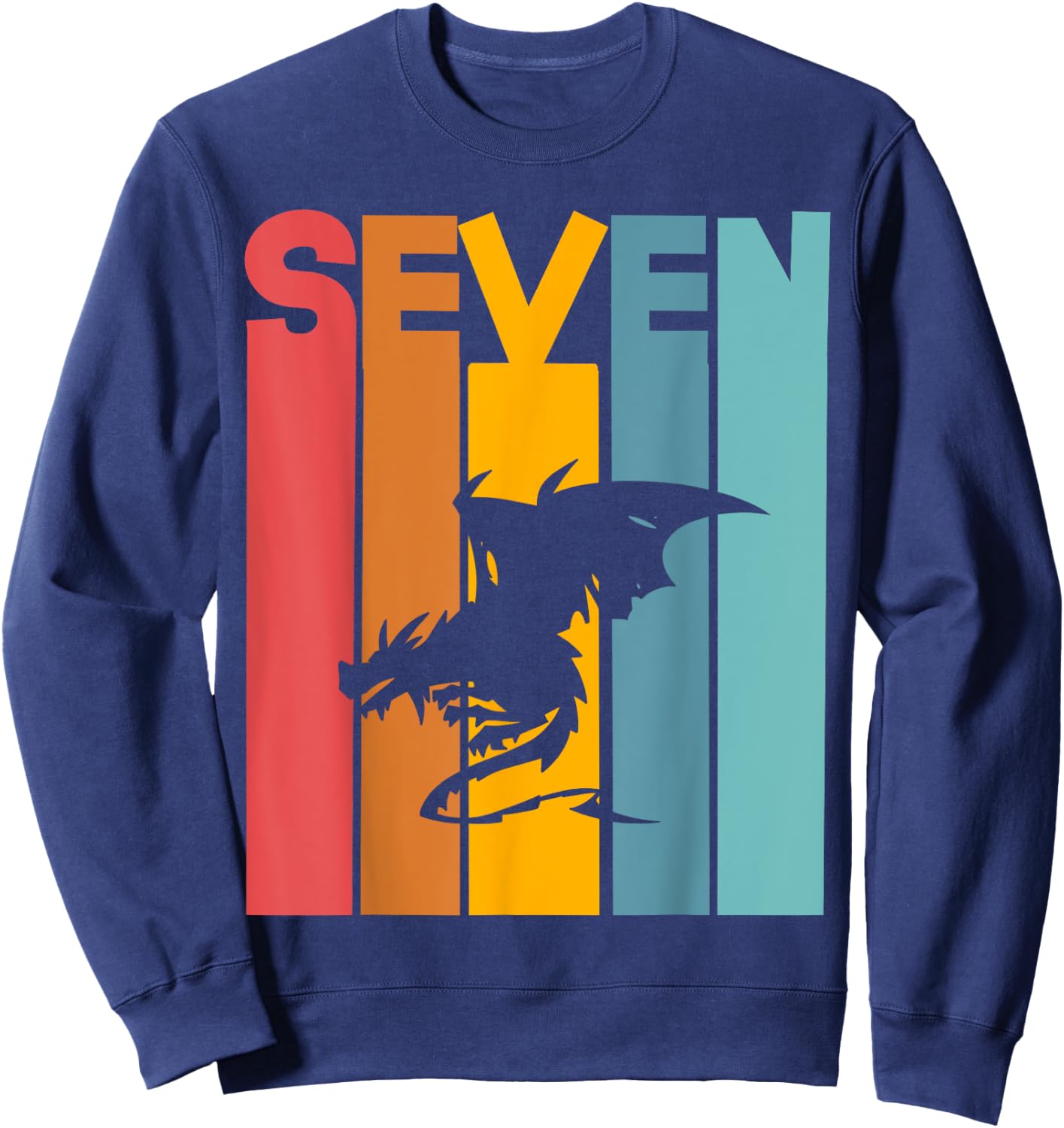 7th Birthday Dragon Children 7 Years Old Sweatshirt - Sweatshirt | Navy