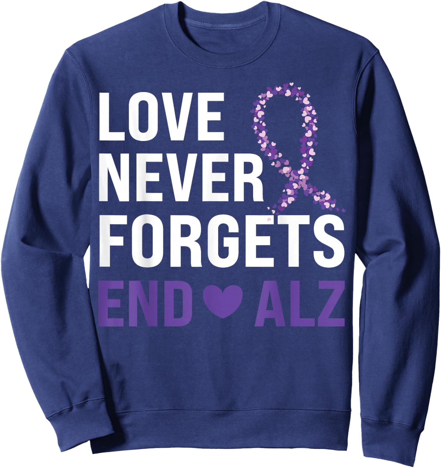 Alzheimer's Awareness Purple Ribbon Dementia Mom Dad Grandpa Sweatshirt - Sweatshirt | Navy
