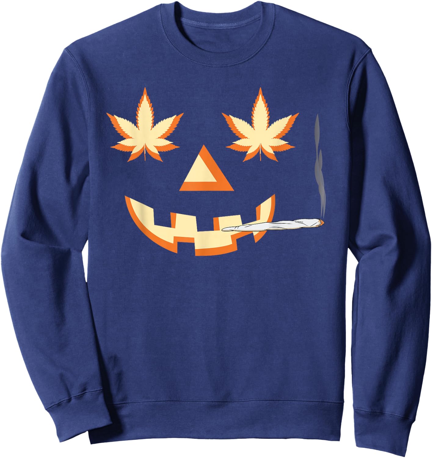 Halloween Smoking Weed Funny Marijuana Gift Sweatshirt - Sweatshirt | Navy