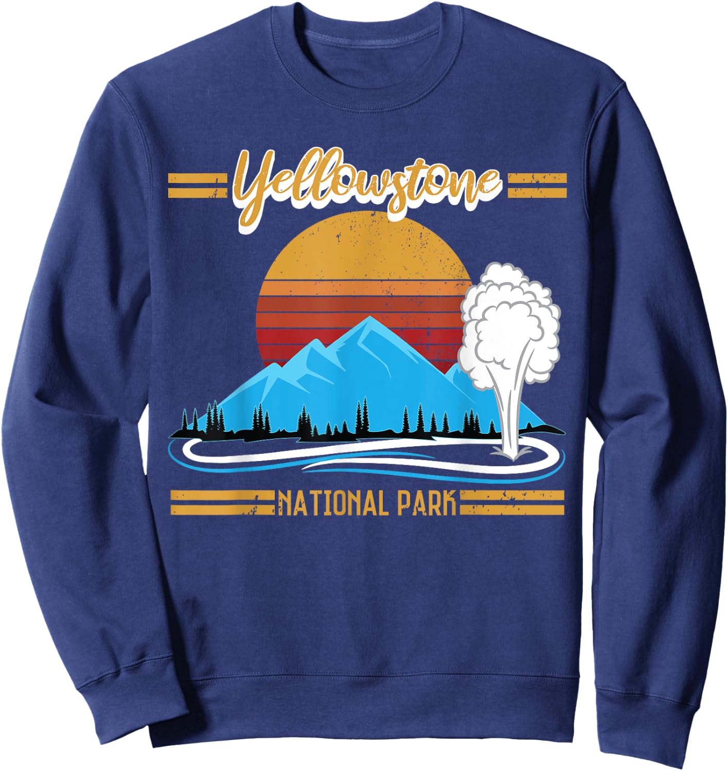 Vintage Yellowstone National Park Retro Sweatshirt - Sweatshirt | Navy