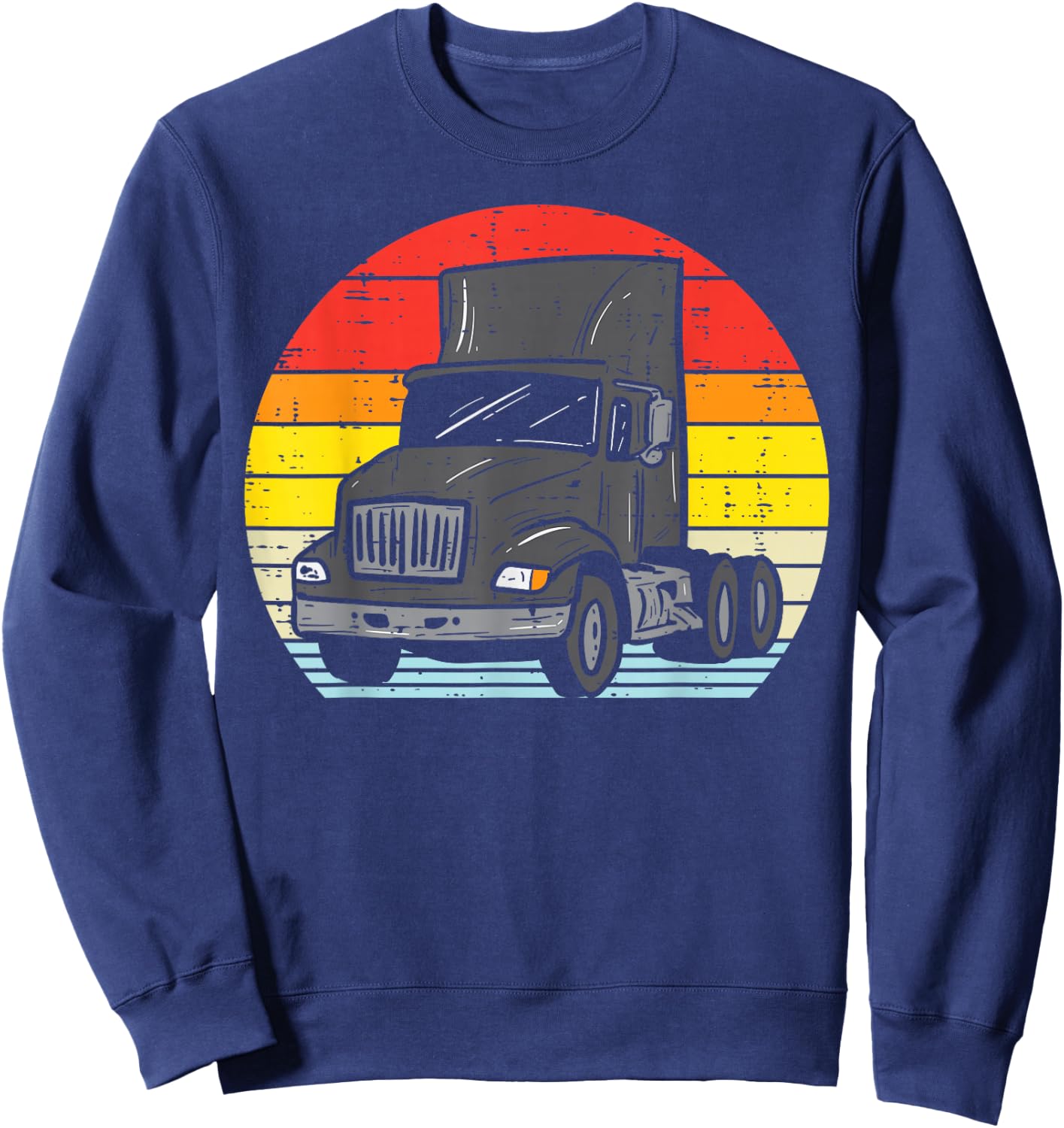 Truck Retro Truckin Big Rig Semi Trailer Driver Trucker Gift Sweatshirt - Sweatshirt | Navy