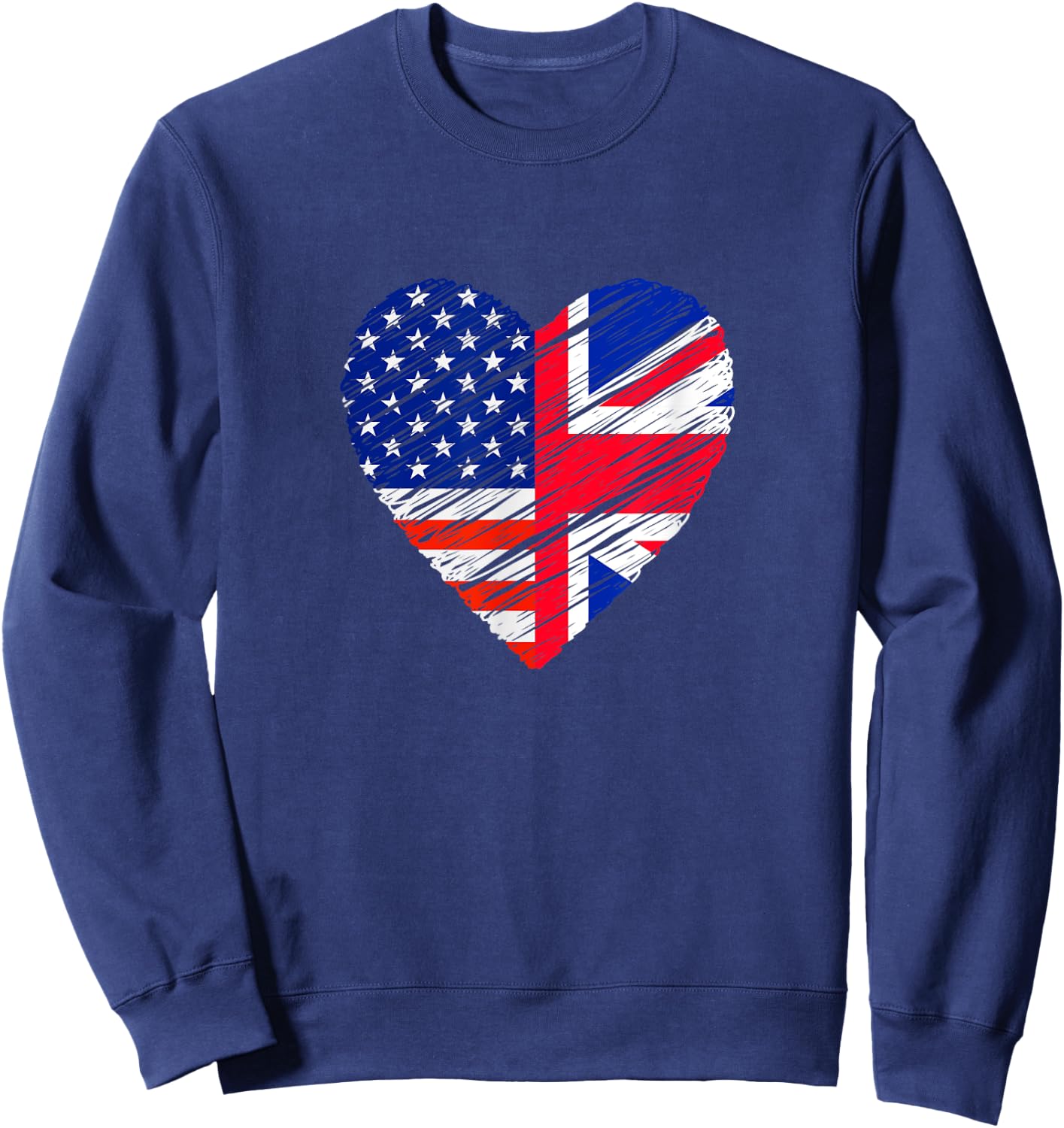 Great Britain USA Heart American Flag UK Flag Love Heart Sweatshirt - Sweatshirt | Navy