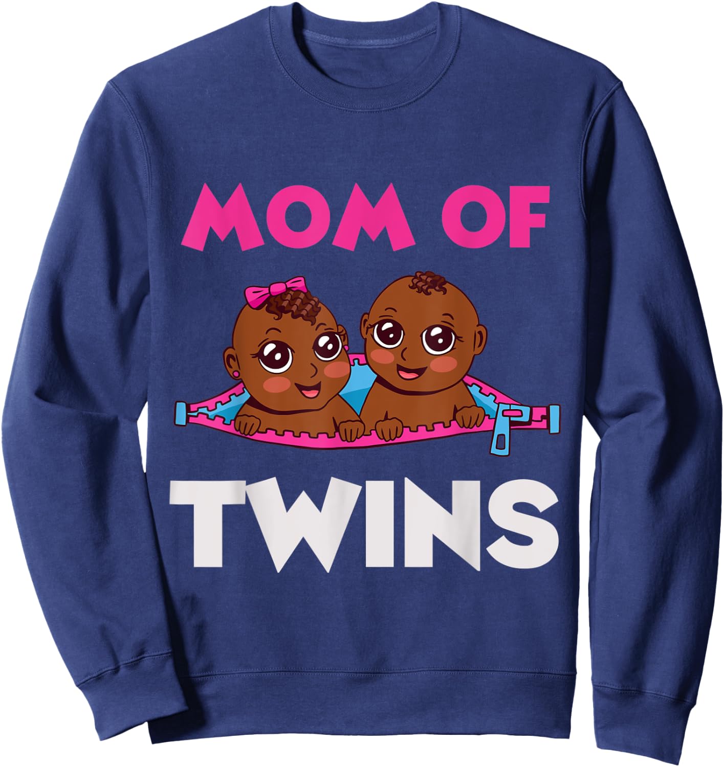 Twins Funny Mom Baby Pregnancy Matching Announcement Sweatshirt - Sweatshirt | Navy