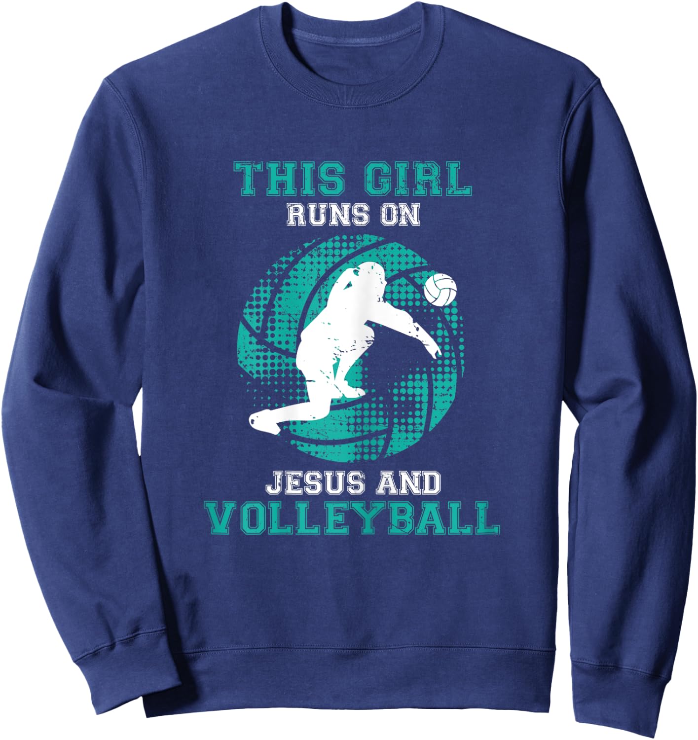 Cute Daughter Teen Girls Kids Her Jesus Christian Volleyball Sweatshirt - Sweatshirt | Navy