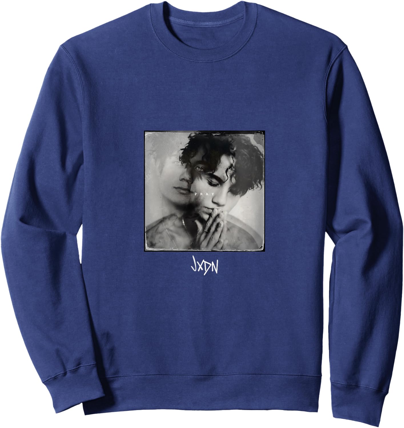 jxdn Men's Black Cotton , Small, Short Sleeve, , Classic Fit, Pray (Dark) Print Sweatshirt - Sweatshirt | Navy