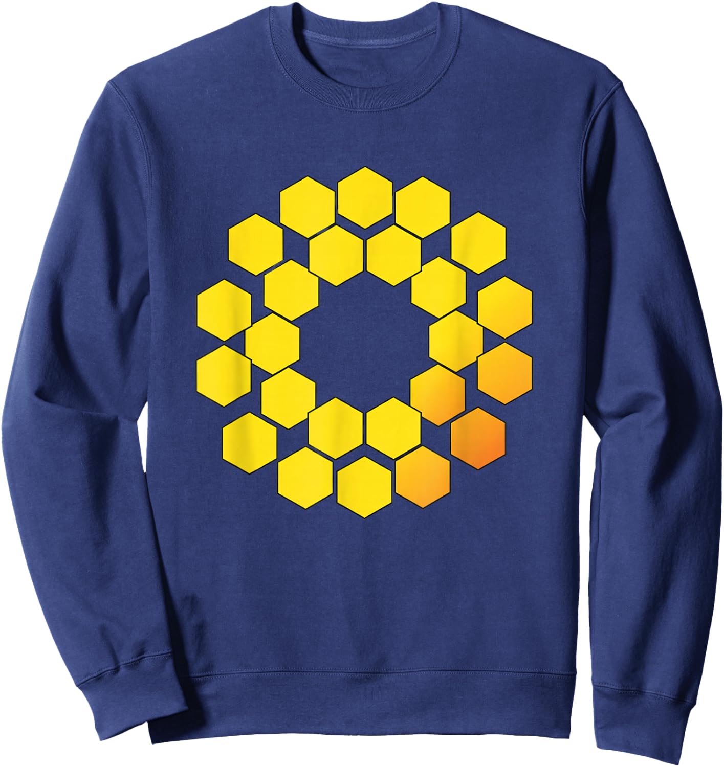 Honeycomb Hexagon Ring Stem Sci Fi Geometry Pattern Math Art Sweatshirt - Sweatshirt | Navy