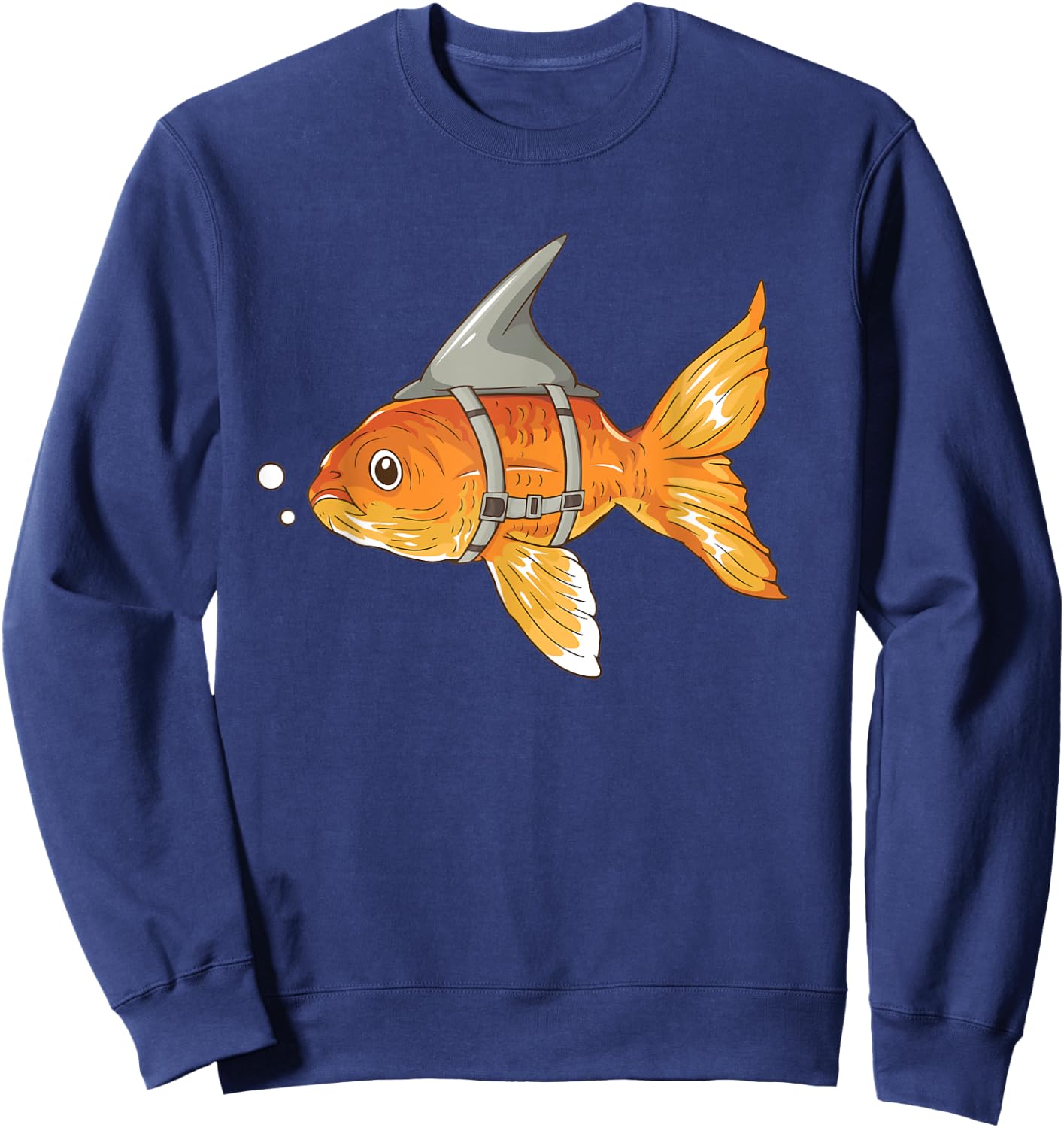 Funny Goldfish with Shark Fin Strapped - Aquarium Koi Carb Sweatshirt - Sweatshirt | Navy