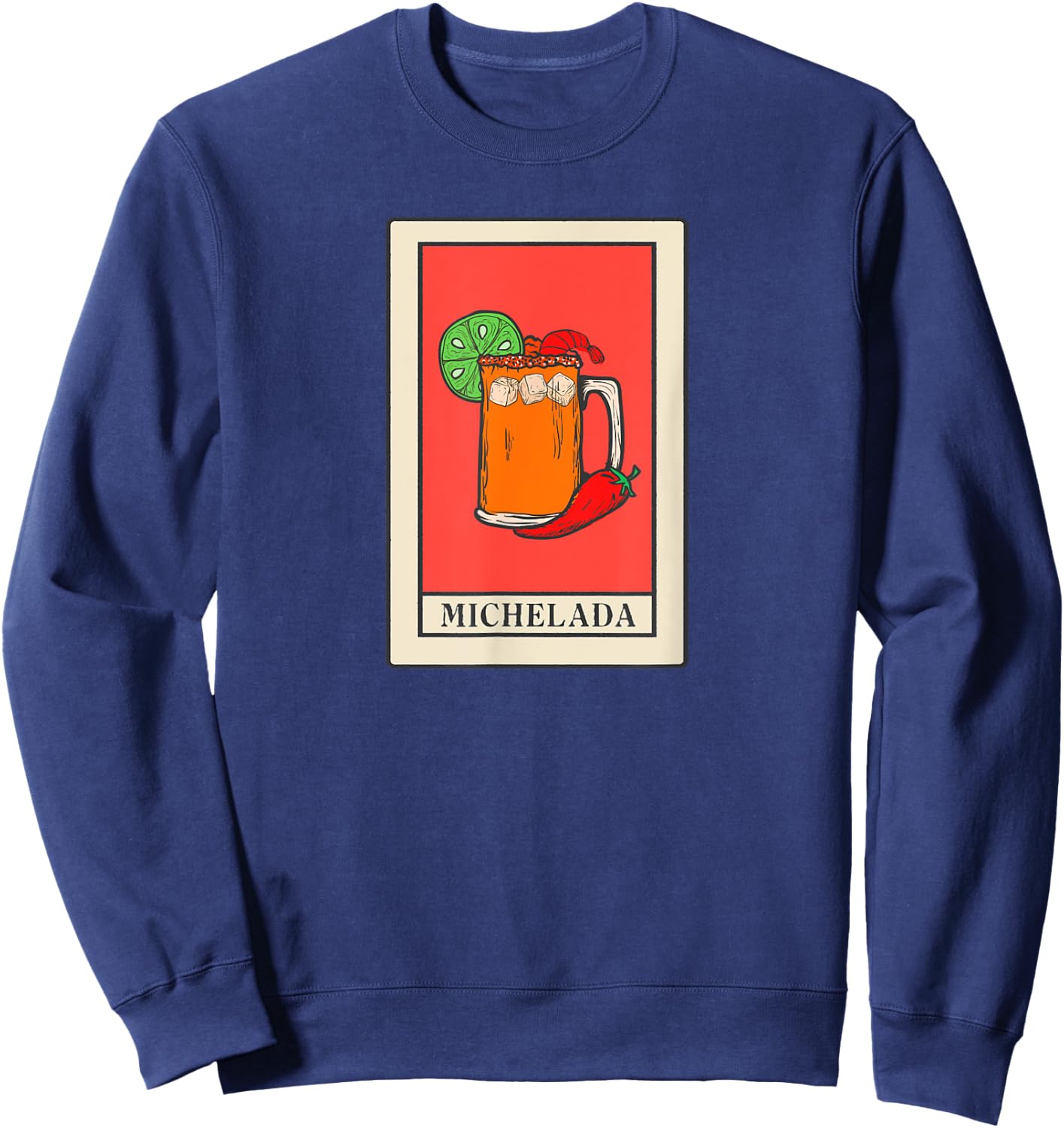 Michelada Tarot Card Style Art, Spicy Mexican Cocktail Sweatshirt - Sweatshirt | Navy