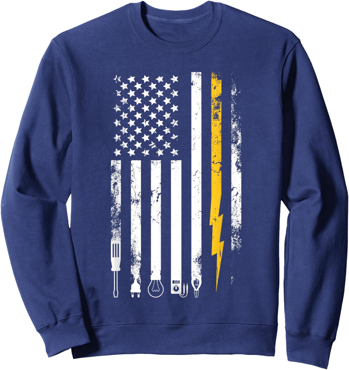 Electrician US Flag Electricians Tools Sweatshirt - Sweatshirt | Navy