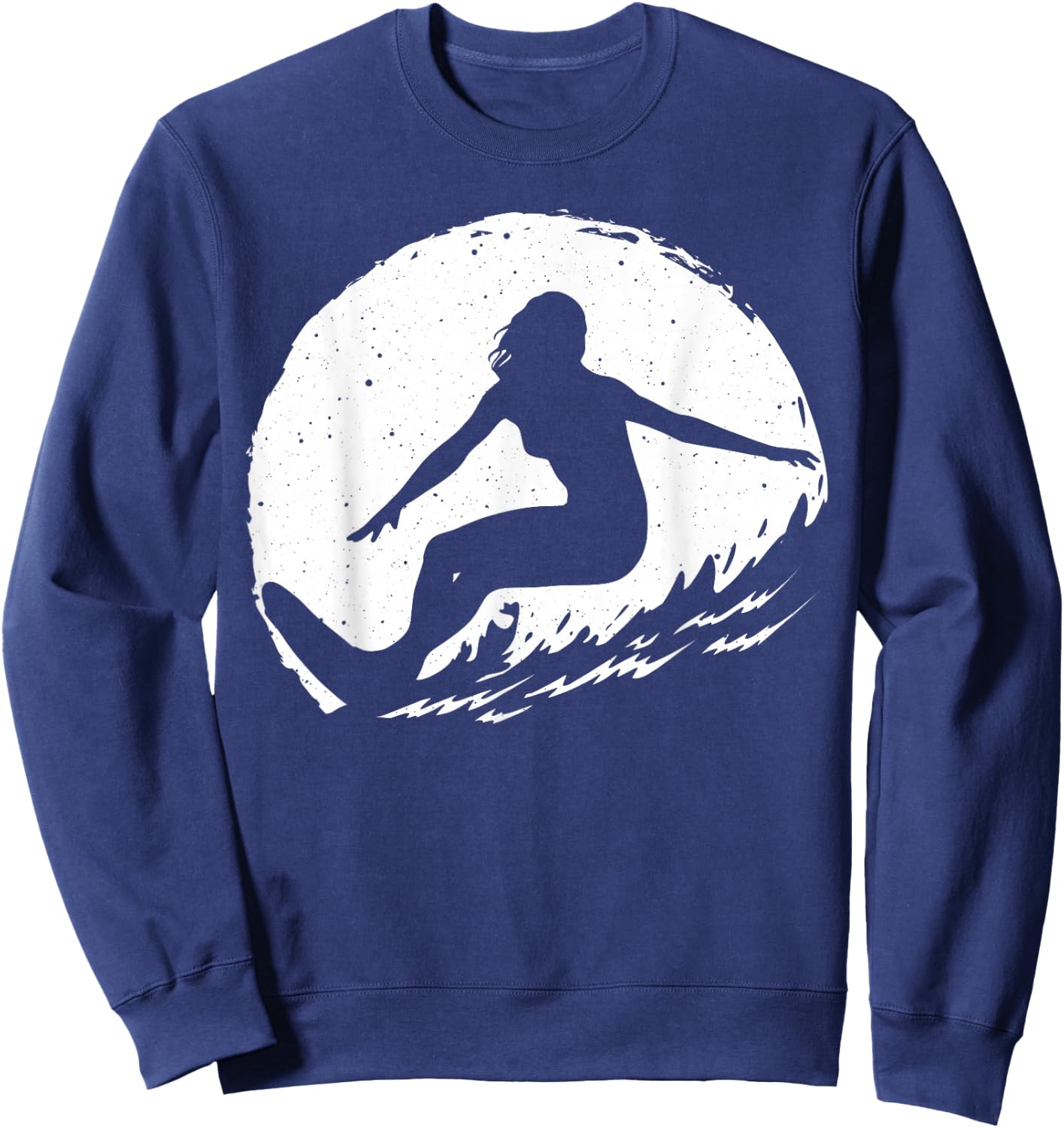 Surf Art Girls Beach Surfer Hawaiian Wave Surfing Sweatshirt - Sweatshirt | Navy