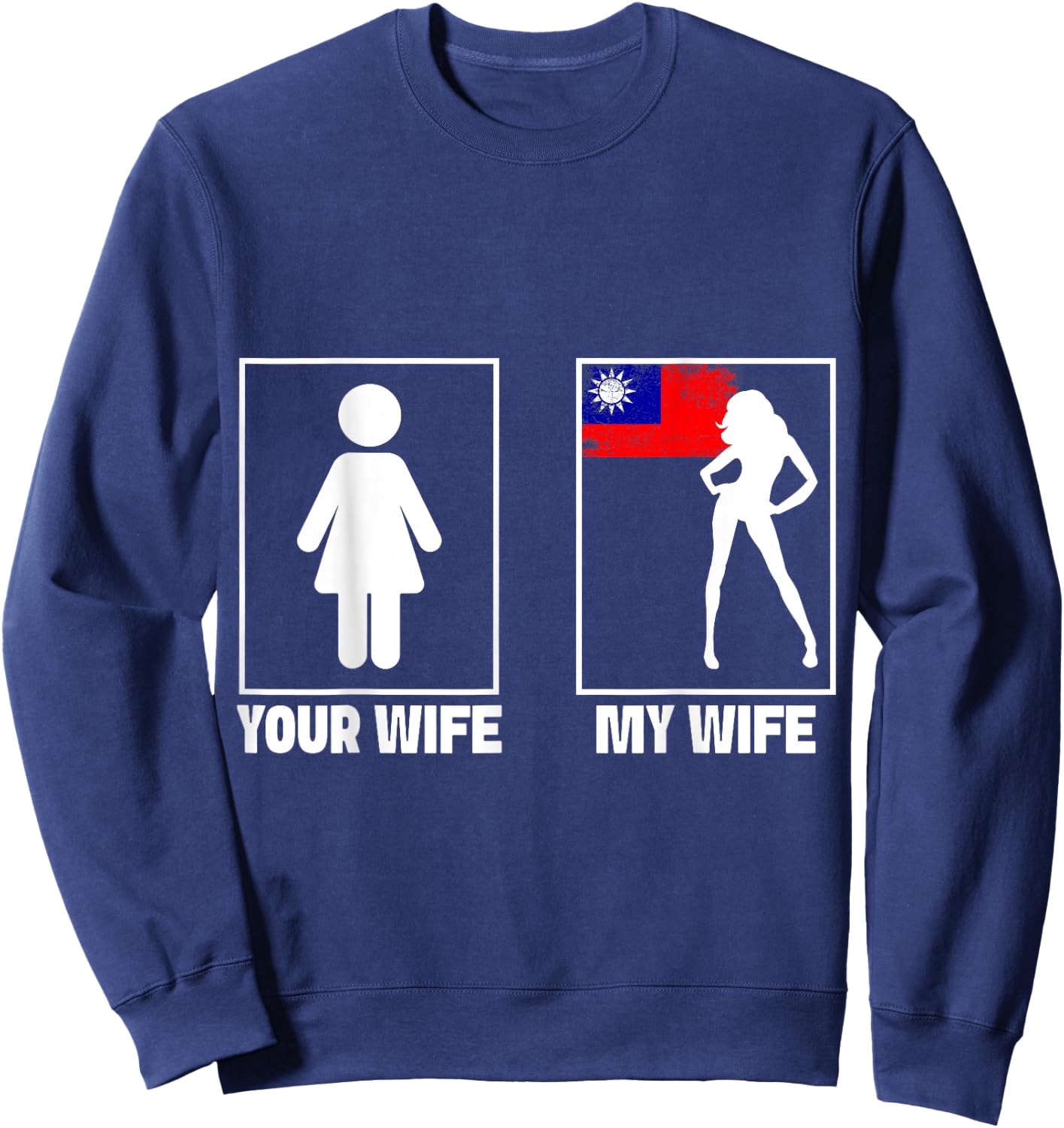 Taiwanese Wife Outfit for Husband Marriage Taiwan Flag Sweatshirt - Sweatshirt | Navy