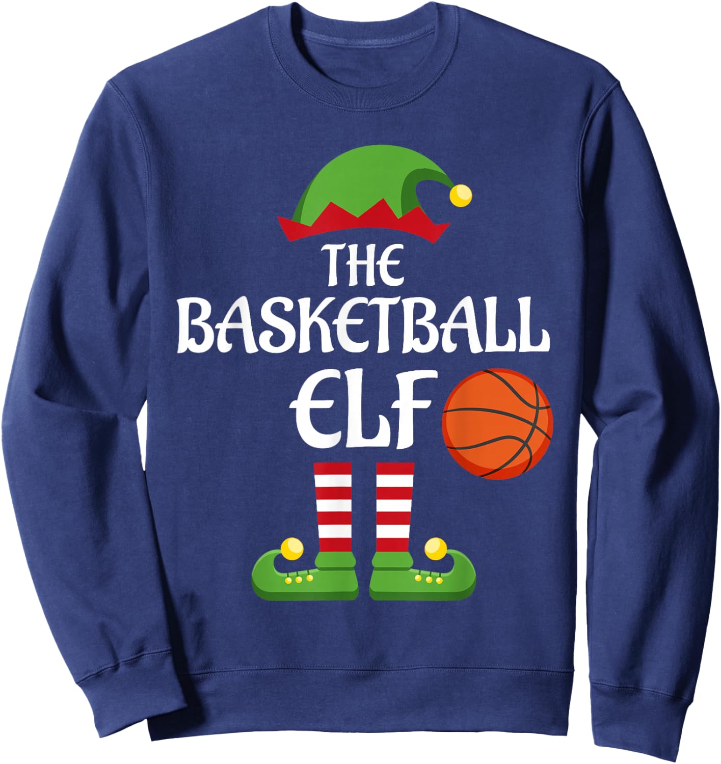 Basketball Elf Family Matching Group Christmas Sporty Sweatshirt - Sweatshirt | Navy