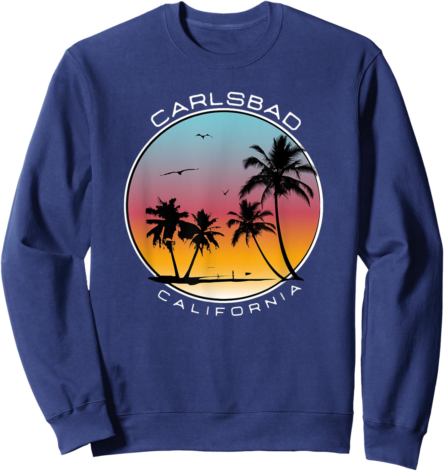 Carlsbad California Sunset Palm Tree Sweatshirt - Sweatshirt | Navy