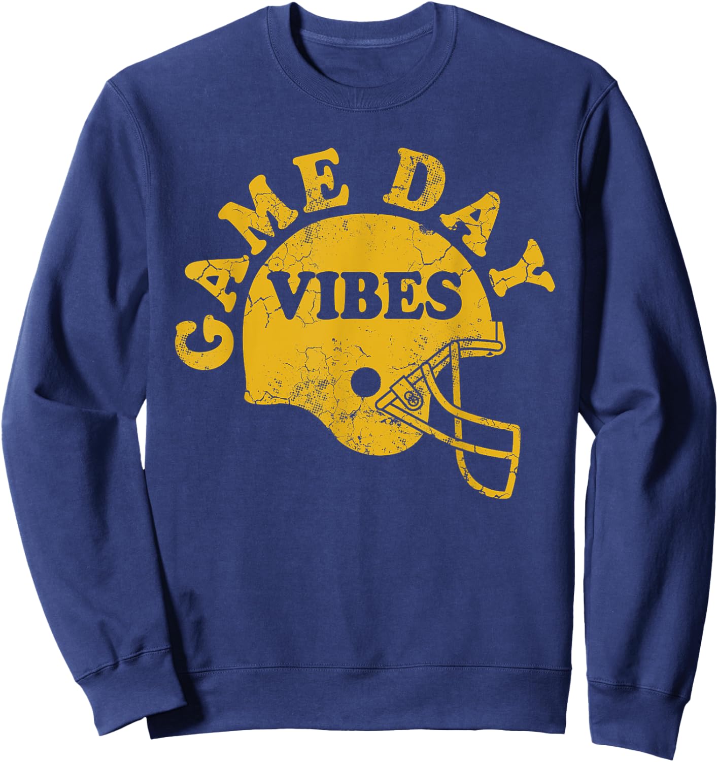 Football Game Day Vibes Yellow Helmet Men Women Kids Boys Sweatshirt - Sweatshirt | Navy