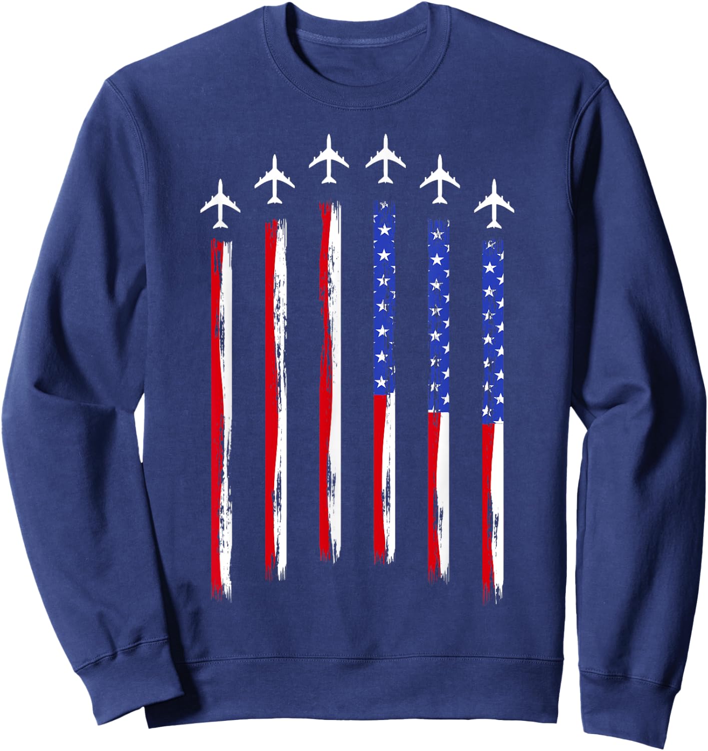 American Flag USA Fighter Jet For 4th Of July Patriotic Sweatshirt - Sweatshirt | Navy
