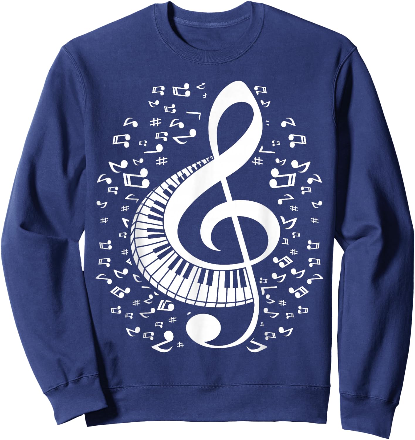 Treble Clef Keyboard Classical Music Notes Pianist Piano Small Sweatshirt - Sweatshirt | Navy