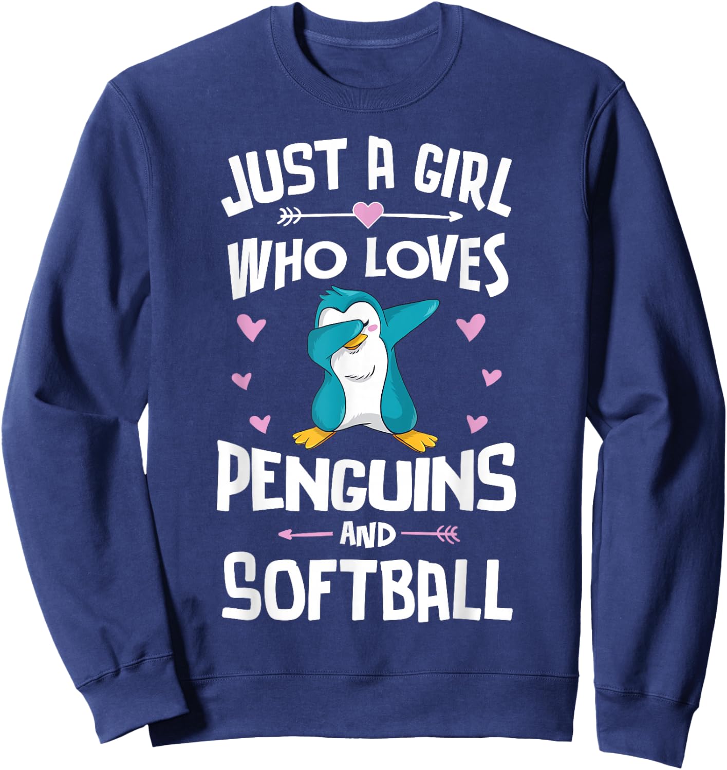 Just A Girl Who Loves Penguins And Softball Gift Women Sweatshirt - Sweatshirt | Navy
