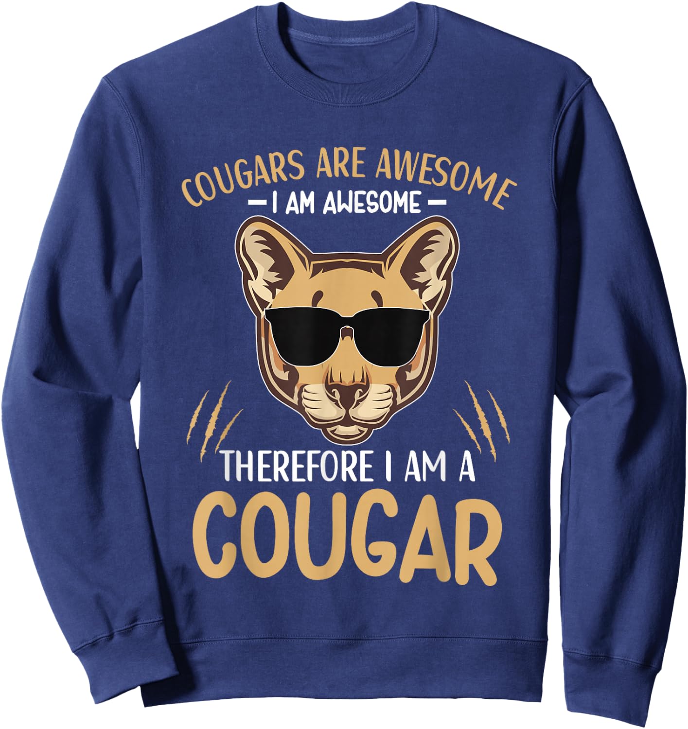 Cougars are Awesome Cougar Lover Animal Sweatshirt - Sweatshirt | Navy