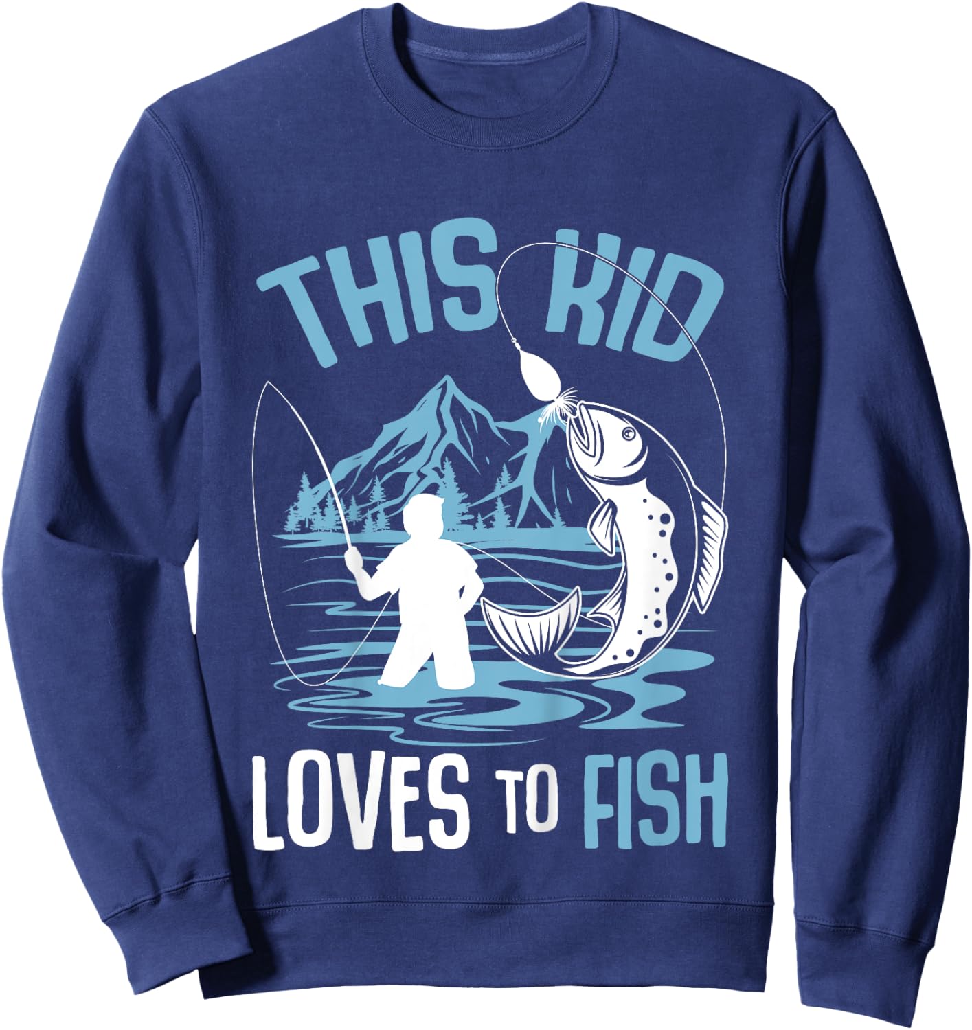 This Kid Loves To Fish Fishing Boys Sweatshirt - Sweatshirt | Navy