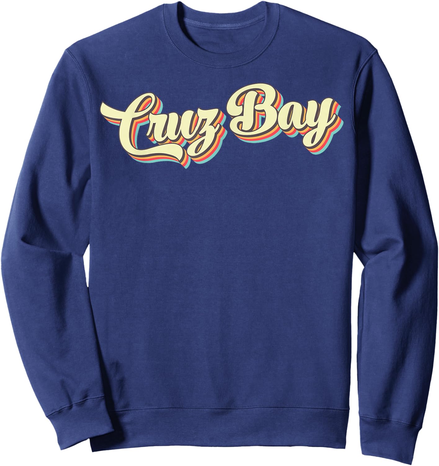 Cruz Bay Retro Art Baseball Font Vintage Sweatshirt - Sweatshirt | Navy