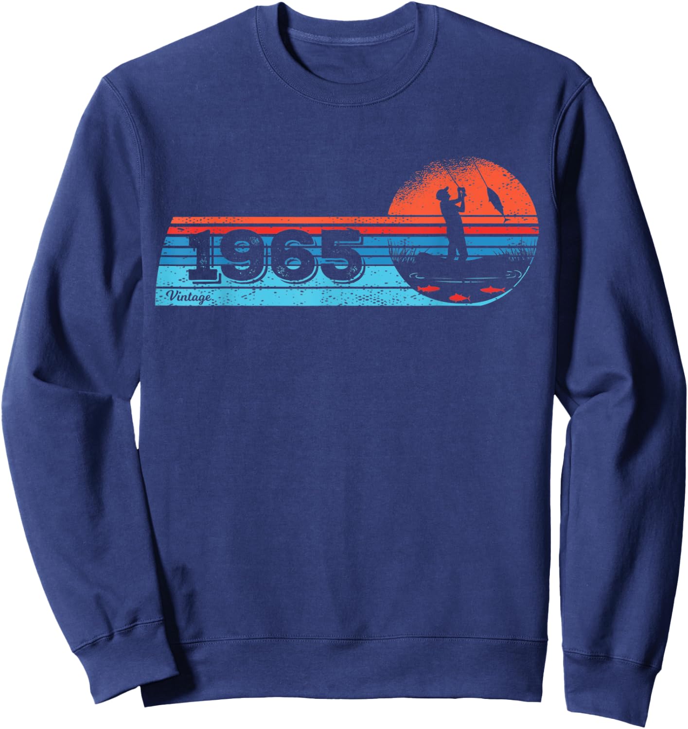Fisher-men Vintage born 1965 Birthday Fly-fishing Fishing Sweatshirt - Sweatshirt | Navy