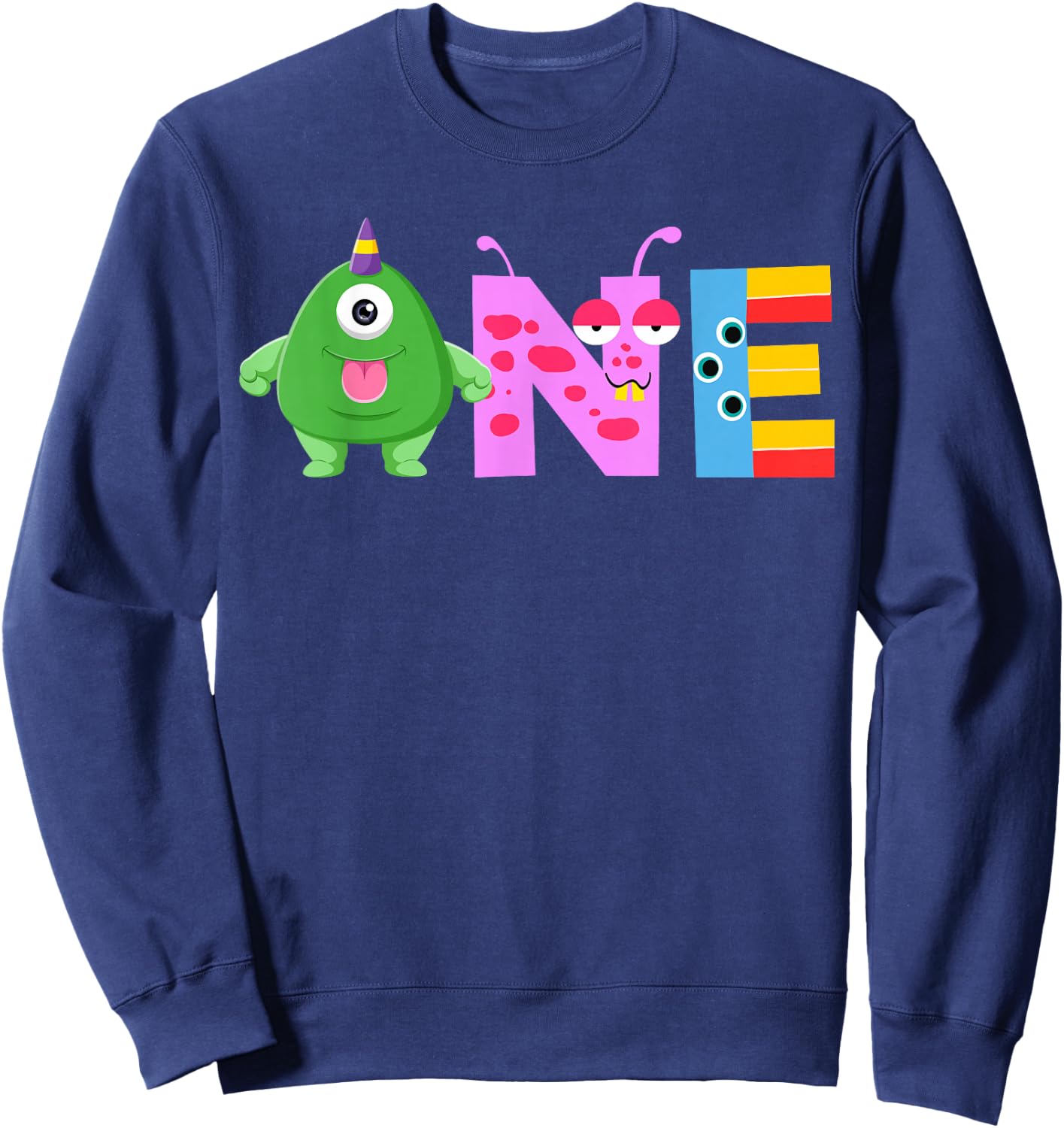 Monster One Year Old Kids 1st Birthday Party Family Monster Sweatshirt - Sweatshirt | Navy
