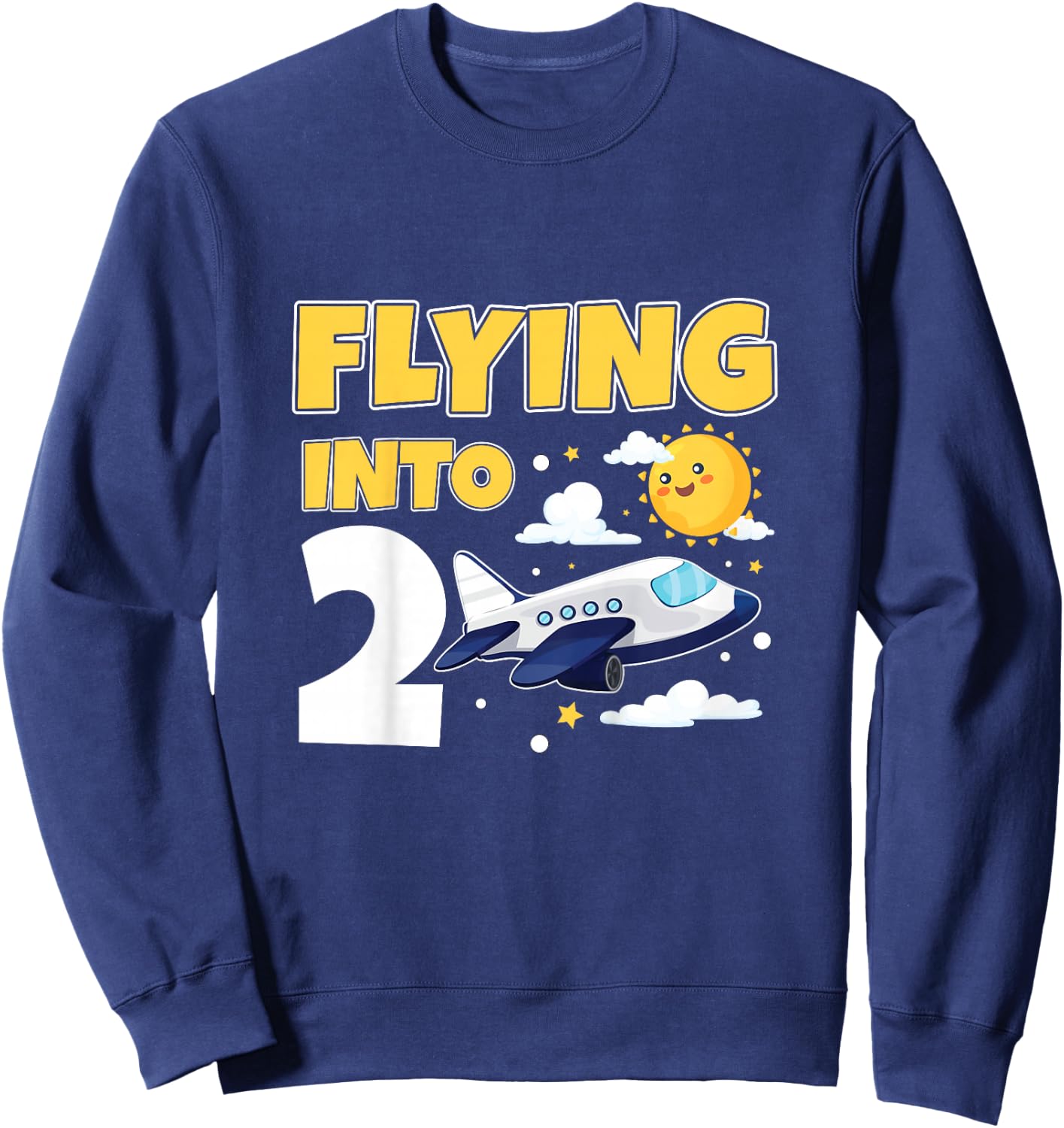 Flying Into 2 Airplane Pilot 2 Year Old 2nd Birthday Sweatshirt - Sweatshirt | Navy