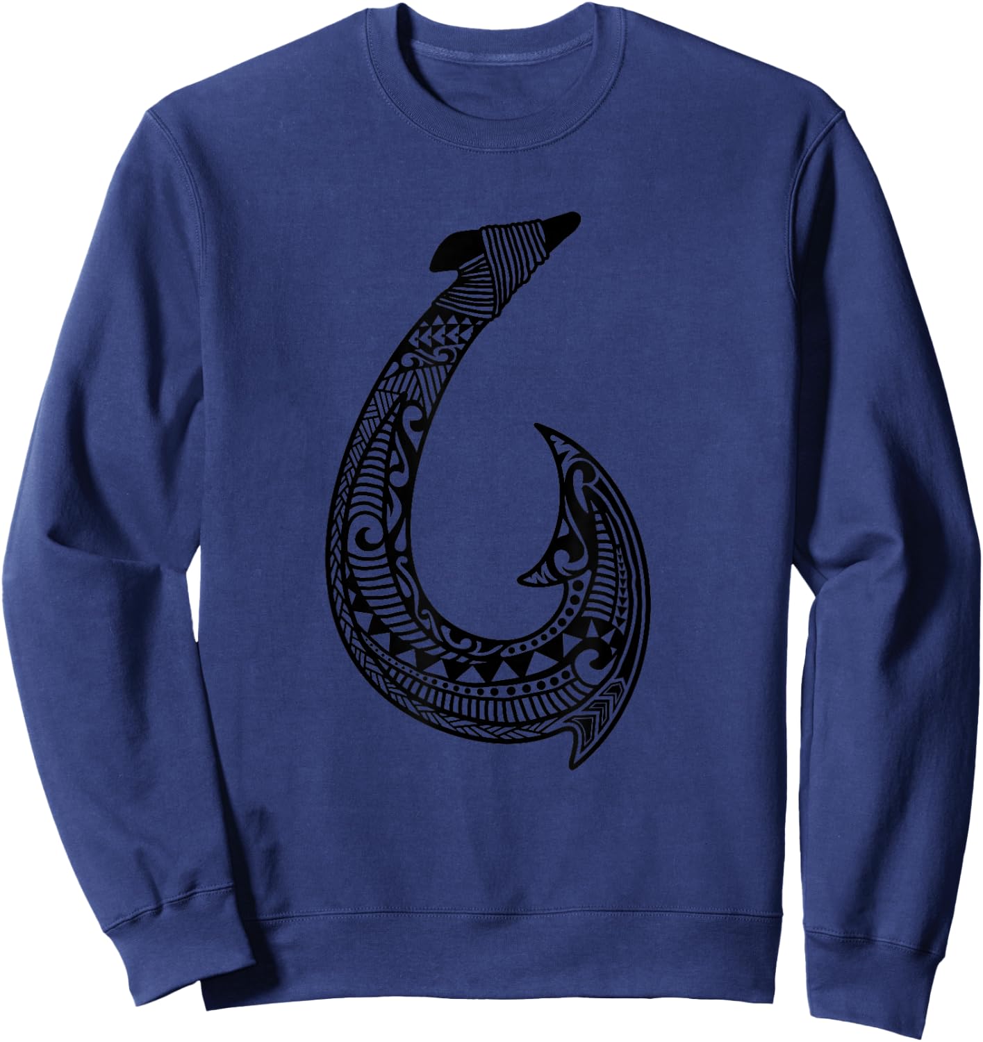 Tribal Hawaiian Fish Hook Pacific Islander Ocean Fishing Sweatshirt - Sweatshirt | Navy