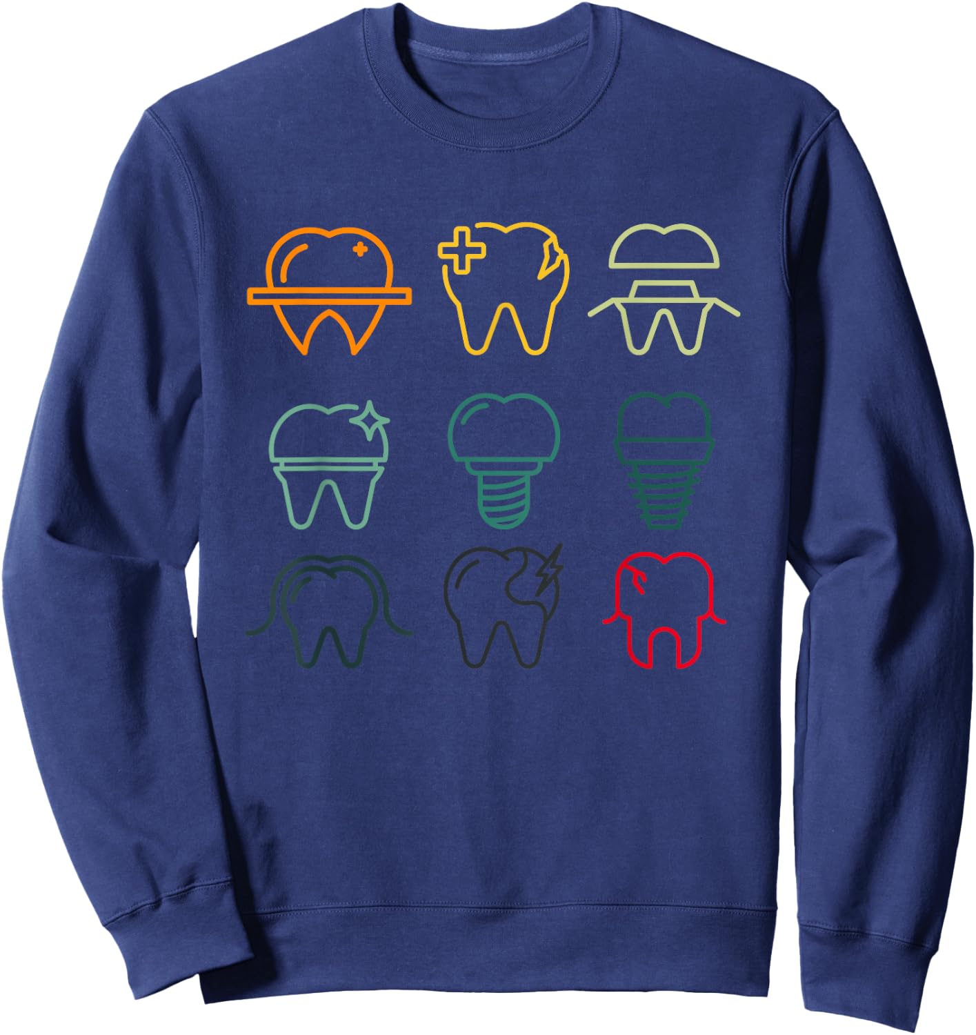 Retro Teeth Dentist Practice Dentistry Dental Aid Sweatshirt - Sweatshirt | Navy